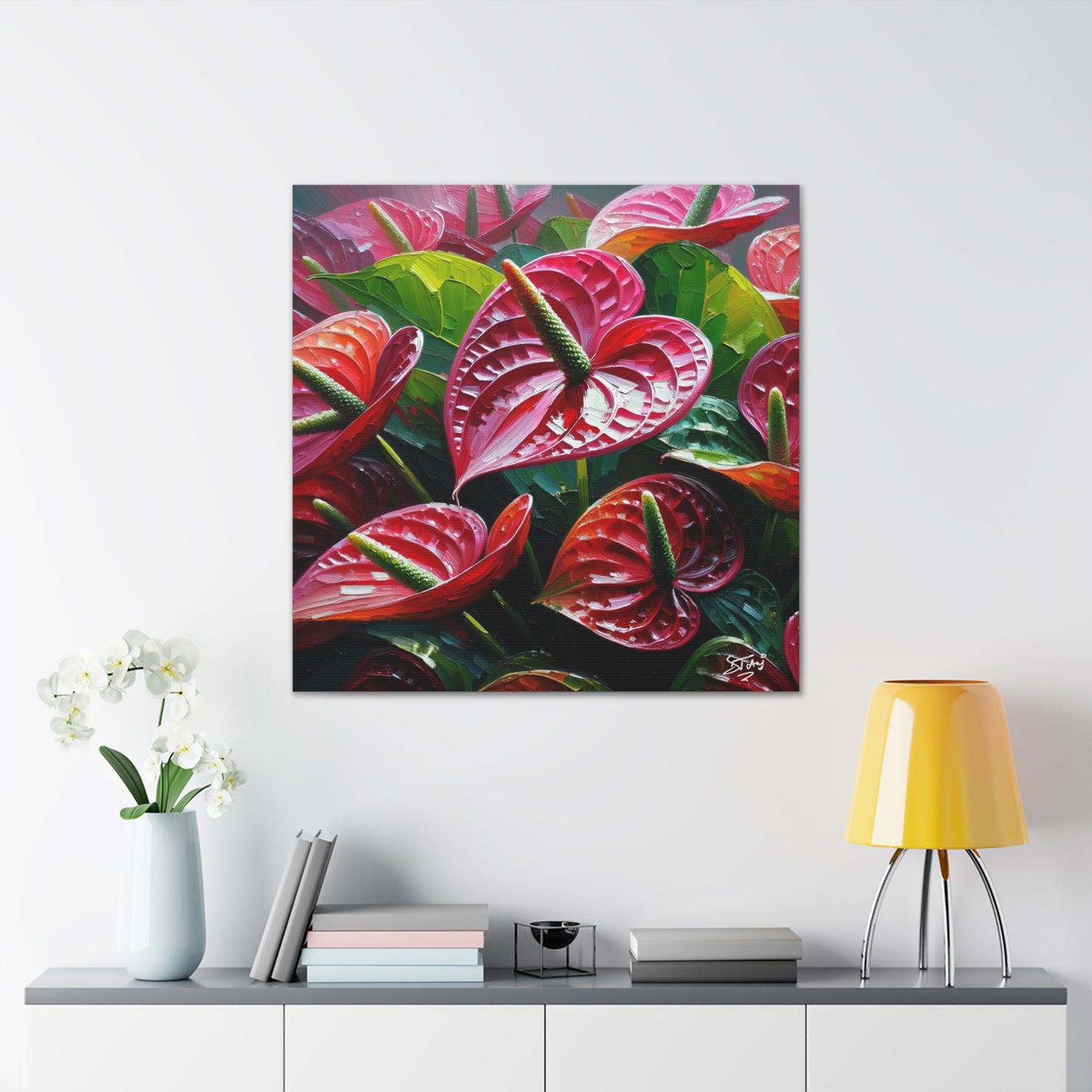 Print #3 of Anthurium flowers with a vibrant, oil-painted finish, Canvas Gallery Wraps