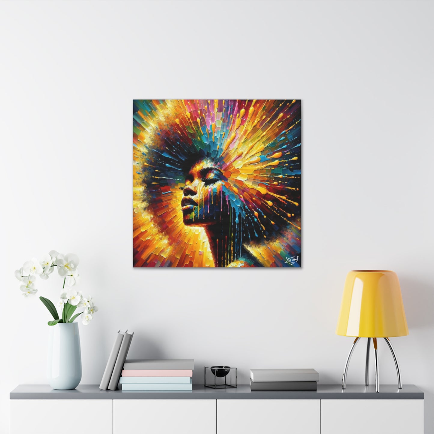 Art Print, Afro-Caribbean Woman, Oil Finish, West Indian Ethnicity, Cultural, Heritage, Semi-Abstract, Canvas Gallery Wrap