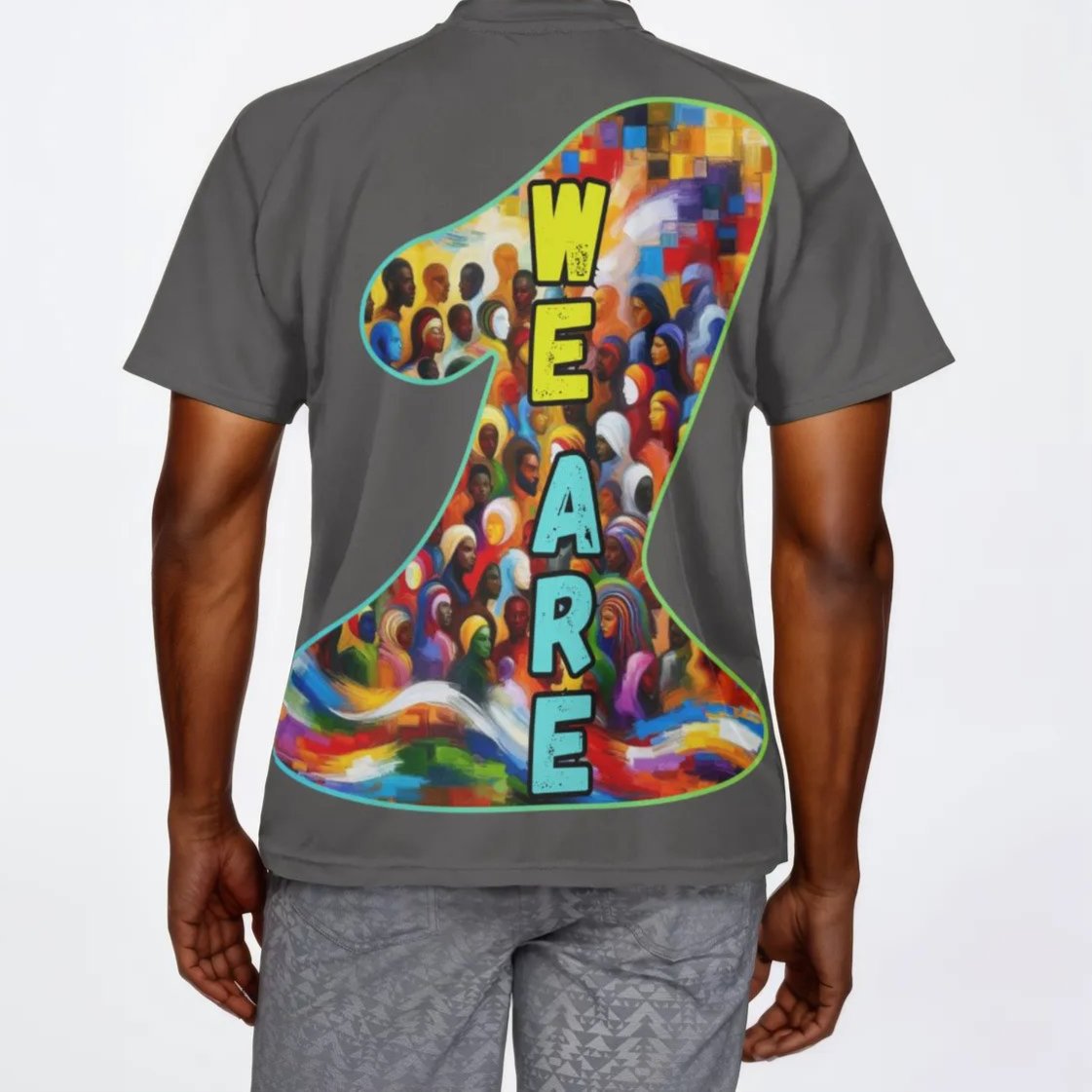 Men's V-Neck Polyester T-Shirt "We Are One"