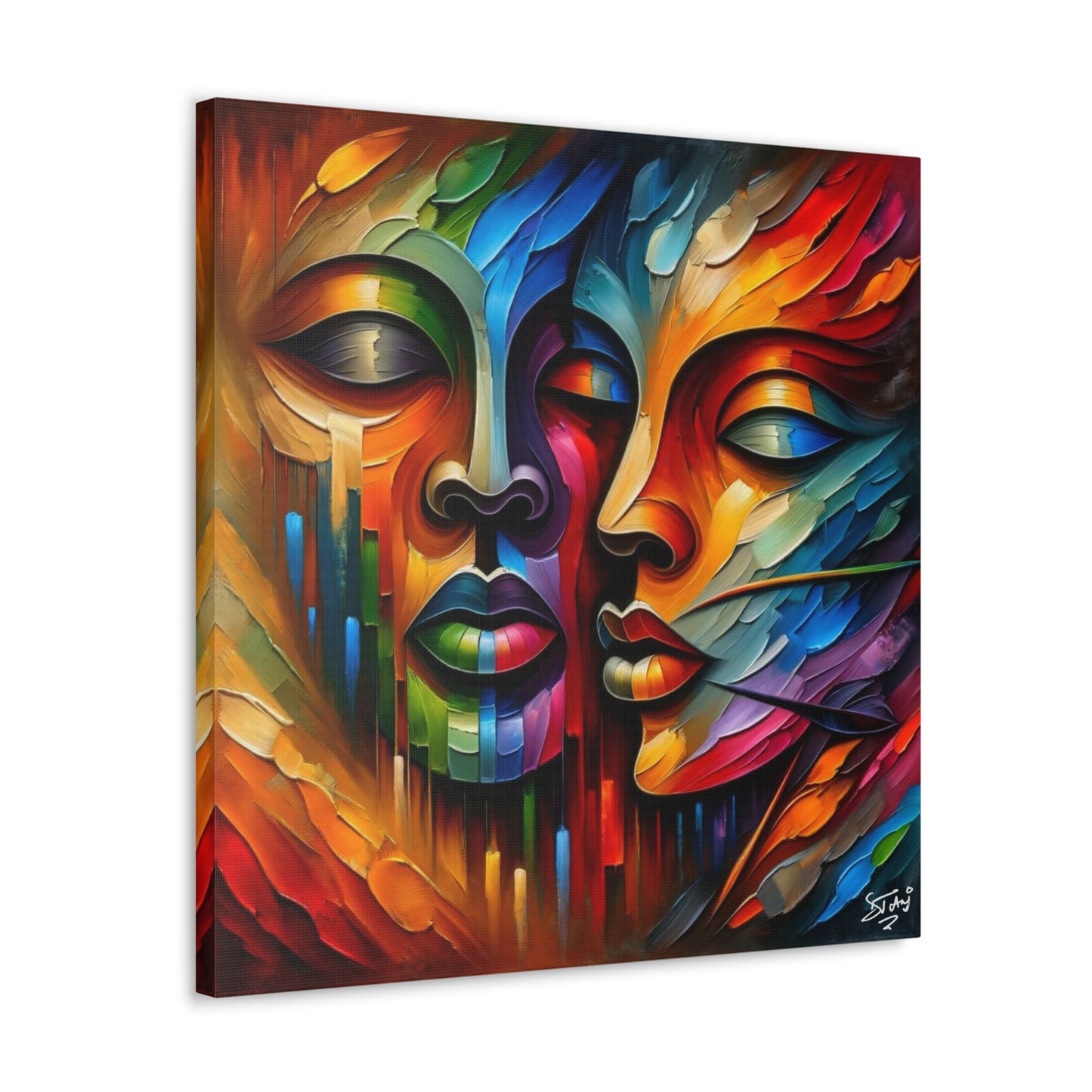 Art Print, Afro-Caribbean Masks, Oil Finish, Carnival,  West Indian Ethnicity, Cultural, Heritage, Semi-Abstract, Canvas Gallery Wrap