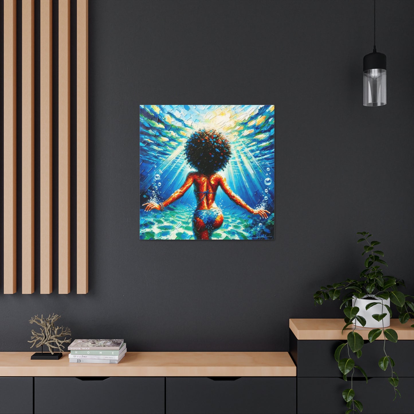 Art Print, Afro-Caribbean Woman, "Submerged" Oil Finish, West Indian Ethnicity, Cultural, Heritage, Abstract, Canvas Gallery Wrap