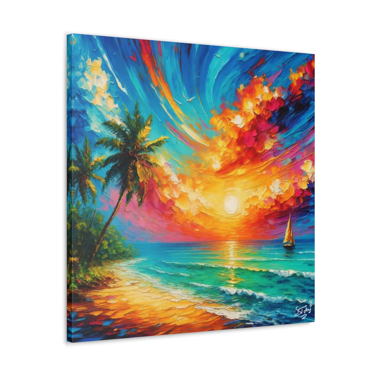 Art Print of Caribbean Beach Scene, Tobago, West Indian Art, Canvas Gallery Wraps