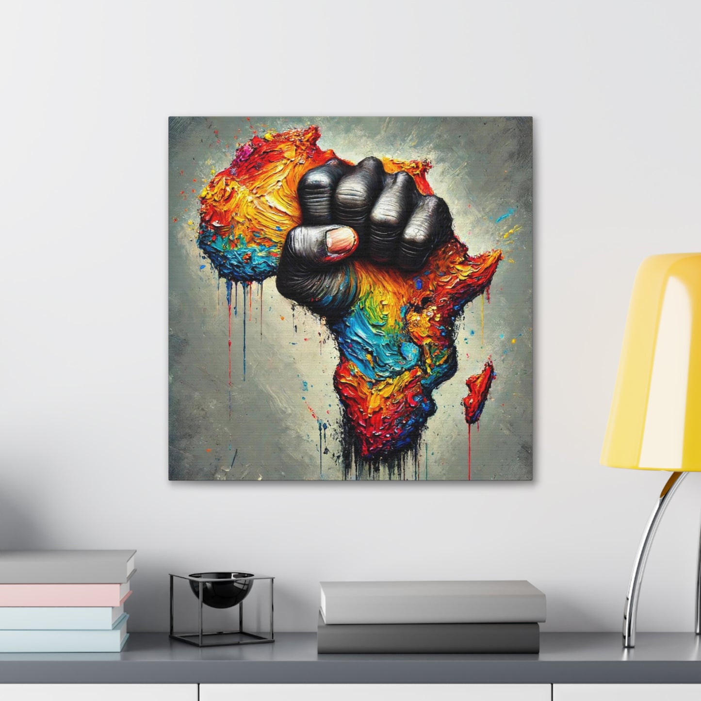 Art Print, "African Unity" Oil Finish, Abstract, One Love, West Indian Ethnicity, Cultural, Heritage, Semi-Abstract, Canvas Gallery Wrap