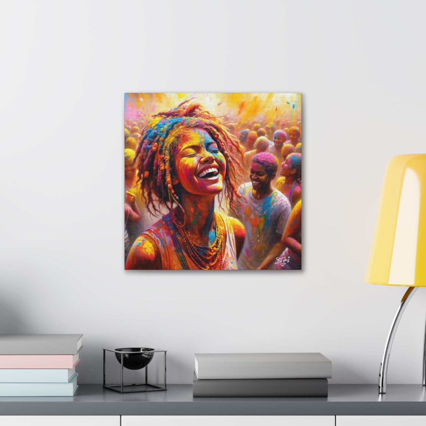 Art Print, Indo-Caribbean Woman, "Phagwa" Oil Finish, West Indian Ethnicity, Cultural, Heritage, Canvas Gallery Wrap