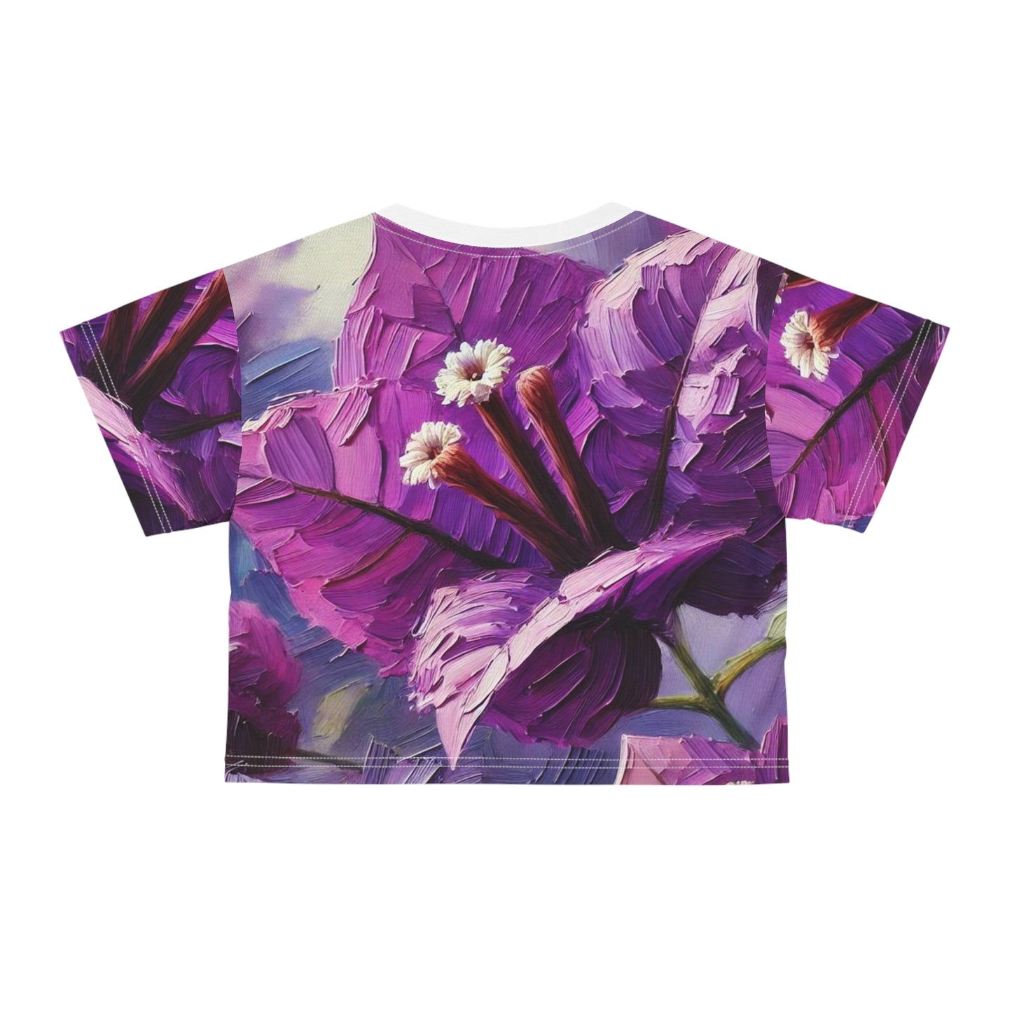 Women's Silky Soft Crop Tee (AOP) Purple Floral Print