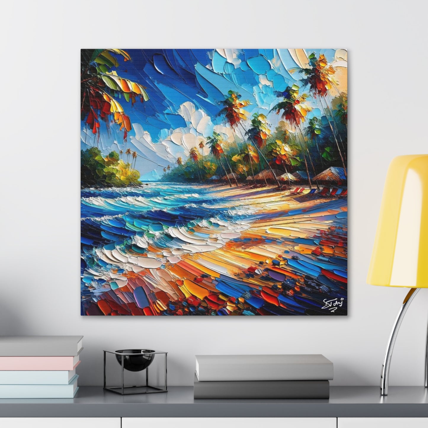 Art Print of Caribbean Beach Scene, Tobago, West Indian Art, Canvas Gallery Wraps