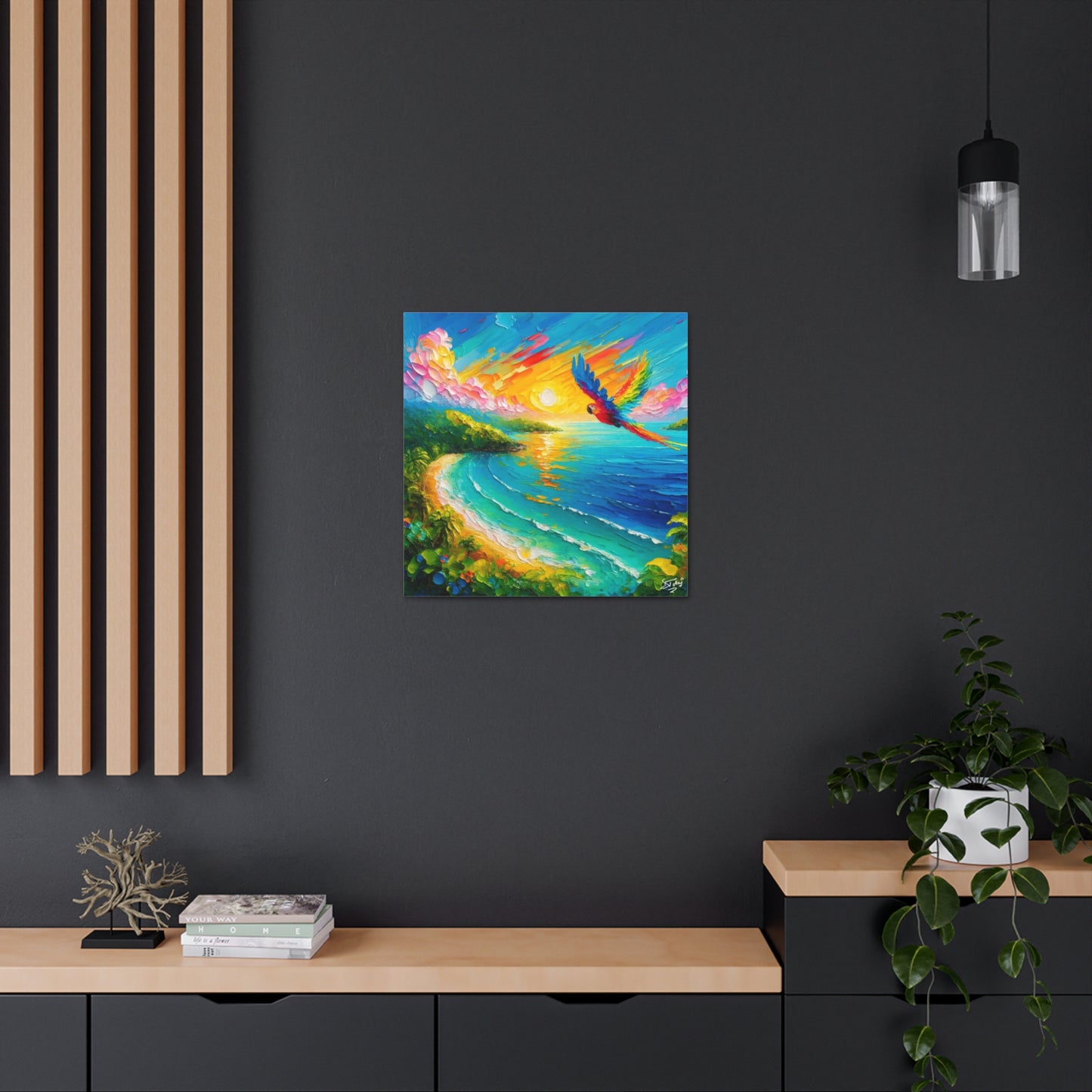 Art Print of Caribbean Beach Scene, West Indian Art, Canvas Gallery Wraps