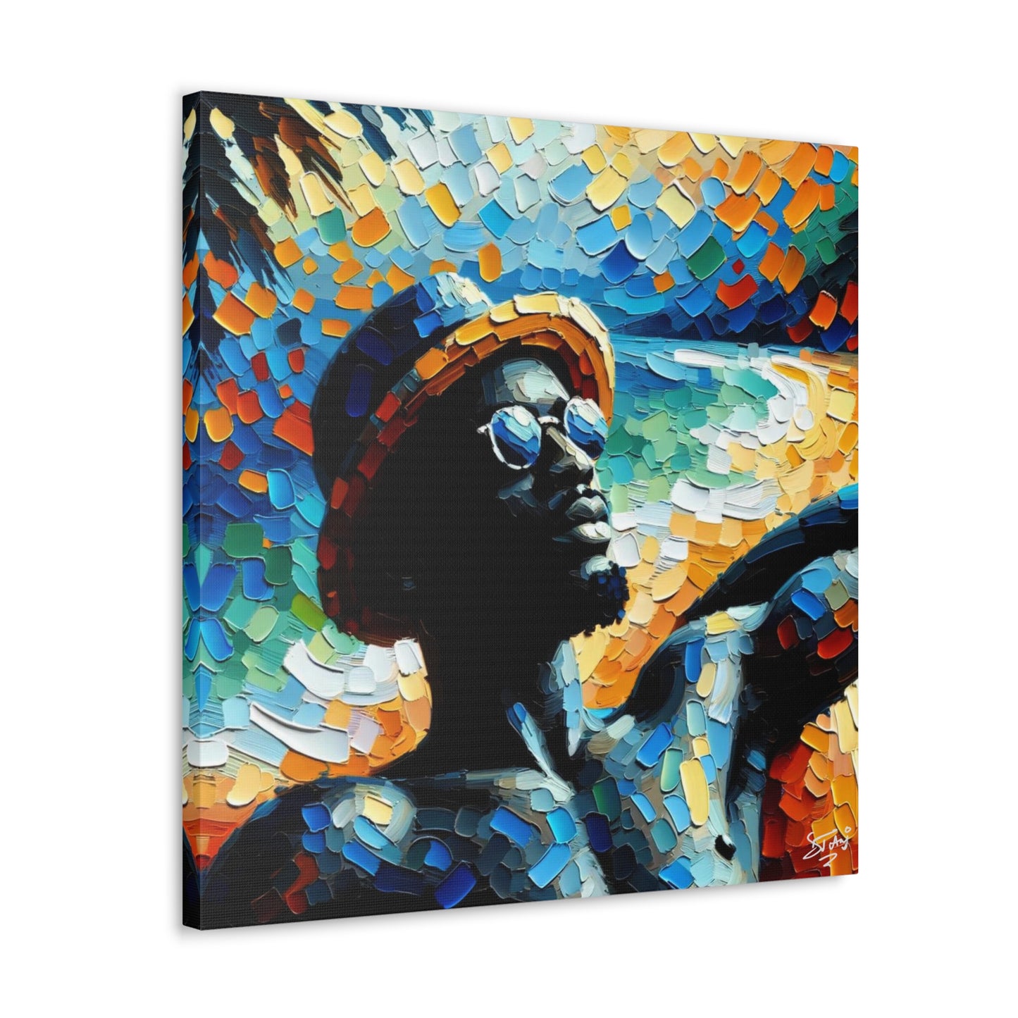 Art Print, Afro-Caribbean Man "In Silhouette," Oil Finish, West Indian Ethnicity, Cultural, Heritage, Semi-Abstract, Canvas Gallery Wrap