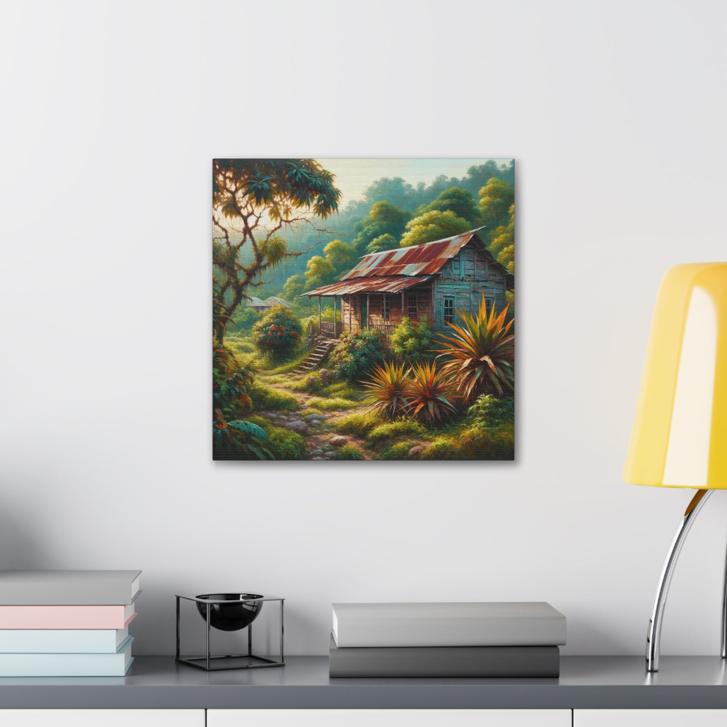 Art Print, Old Wooden House in the Trinidad and Tobago Countryside, Oil Paint Finish, Caribbean, West Indies, Canvas Gallery Wraps