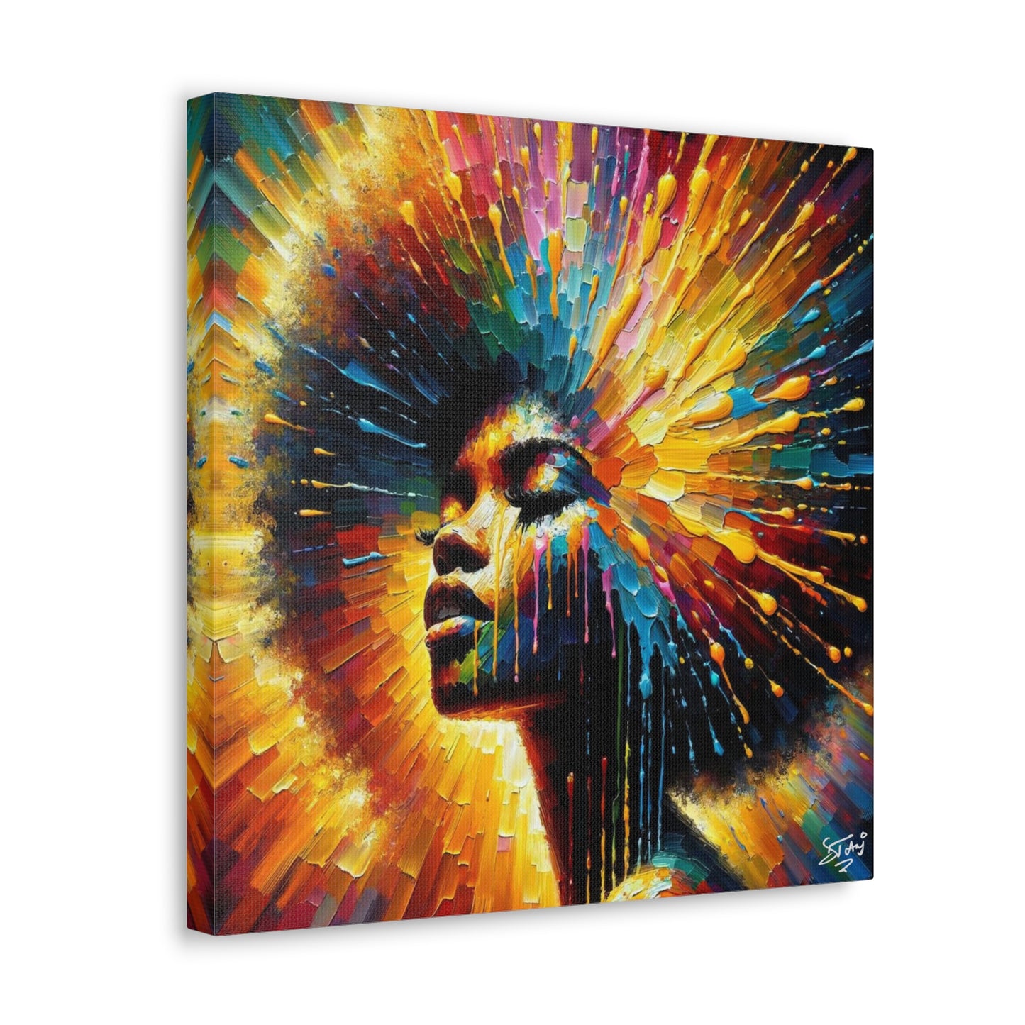 Art Print, Afro-Caribbean Woman, Oil Finish, West Indian Ethnicity, Cultural, Heritage, Semi-Abstract, Canvas Gallery Wrap