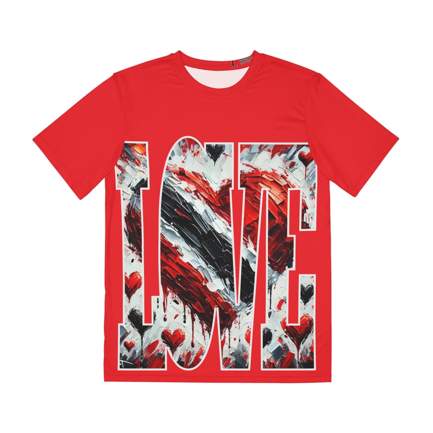 Men's Brushed Polyester Short Sleeve Tee (AOP), "Love Trinidad" "Trini Pride"