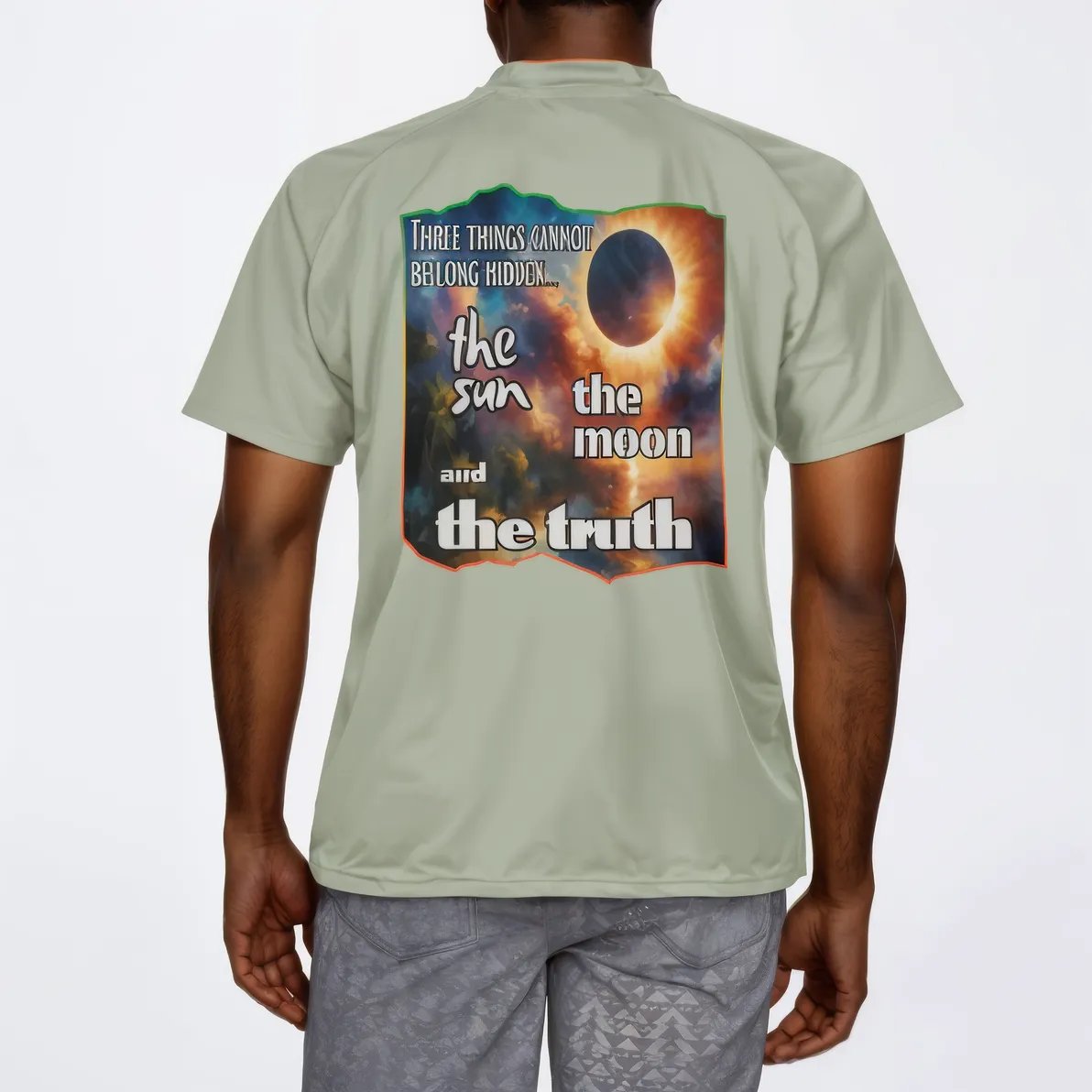 Men's V-Neck Polyester T-Shirt "The Sun, The Moon, The Truth"