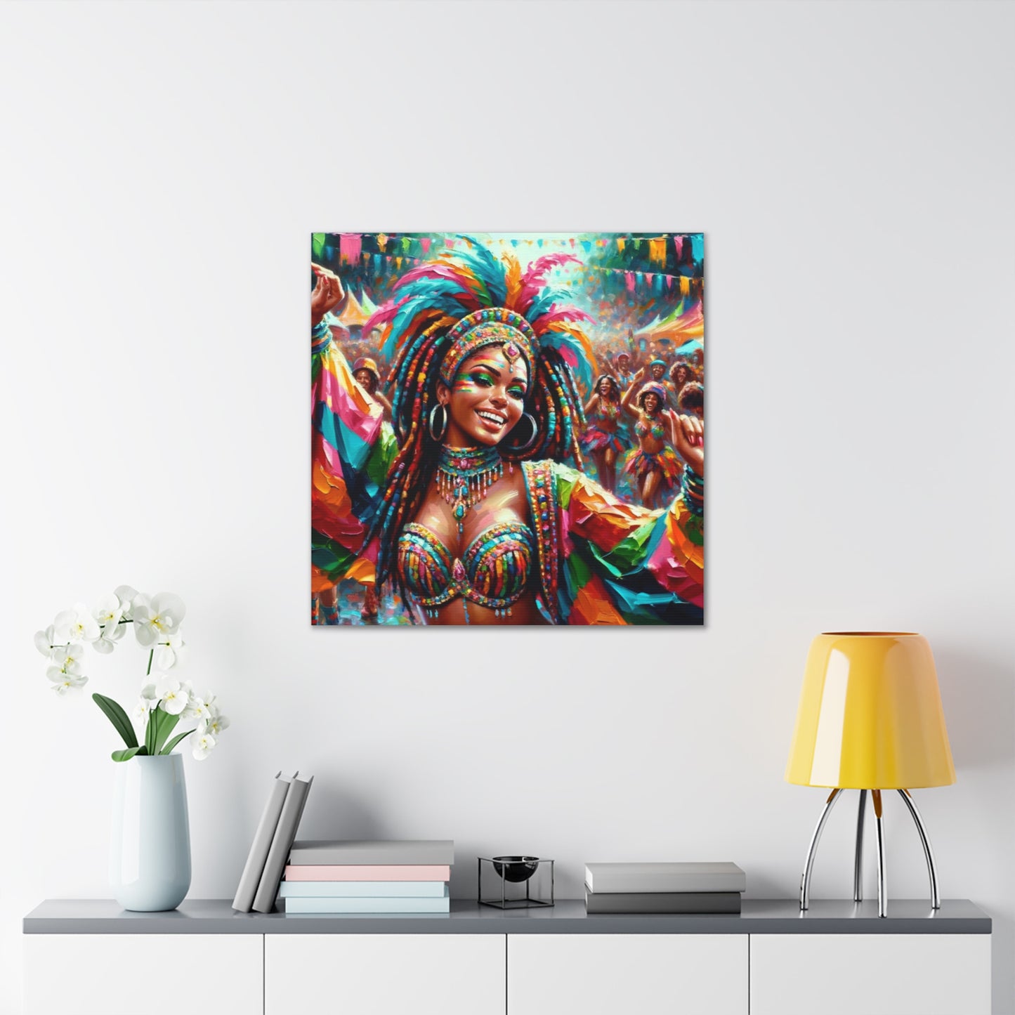 Art Print of Trini Masquerader, Carnival, Oil Finish, West Indian Ethnicity, Cultural, Heritage, Art, Black Woman, Canvas Gallery Wraps