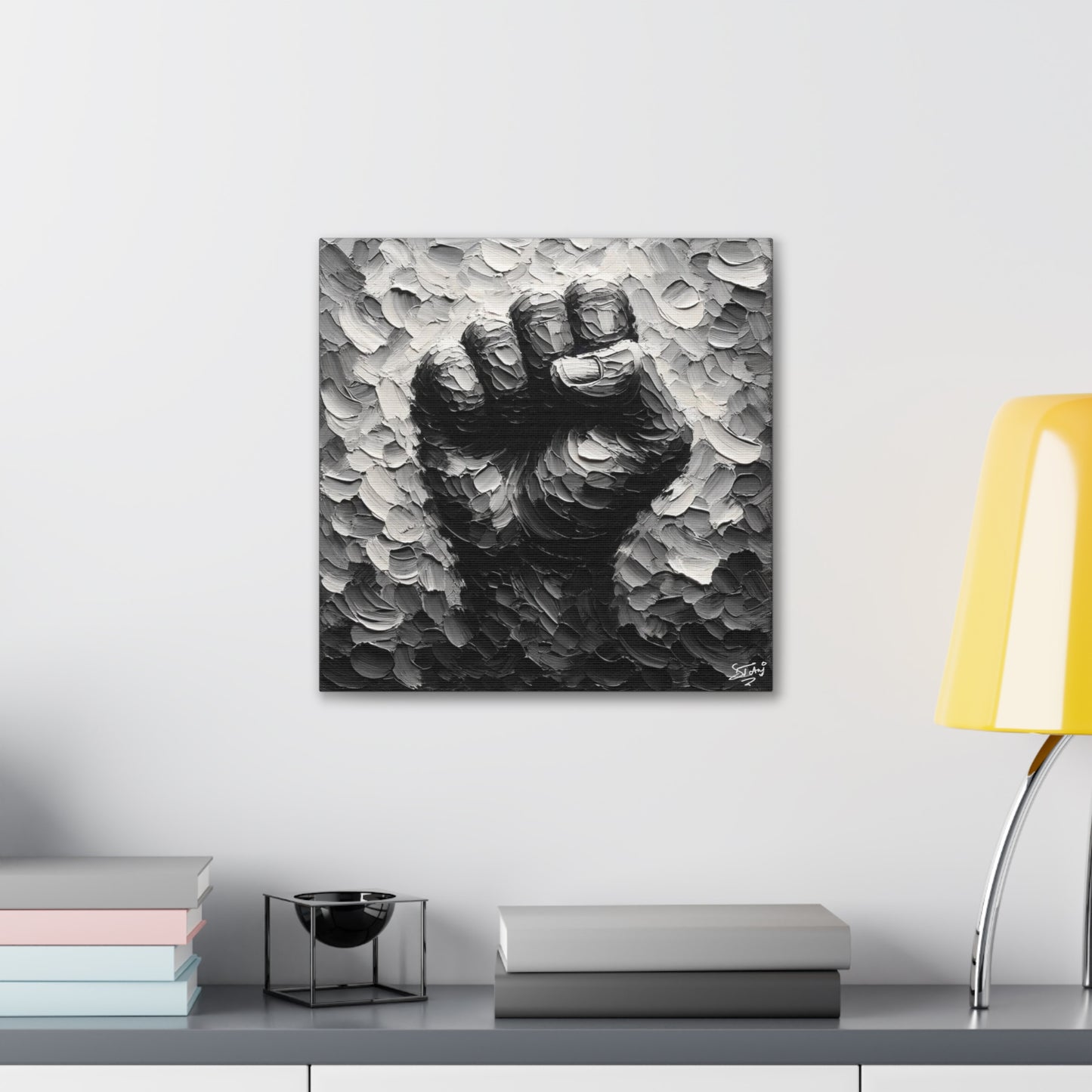 Art Print, Black Hand, Black Power, Oil Finish, Unity, One Love, Semi-Abstract, Canvas Gallery Wrap