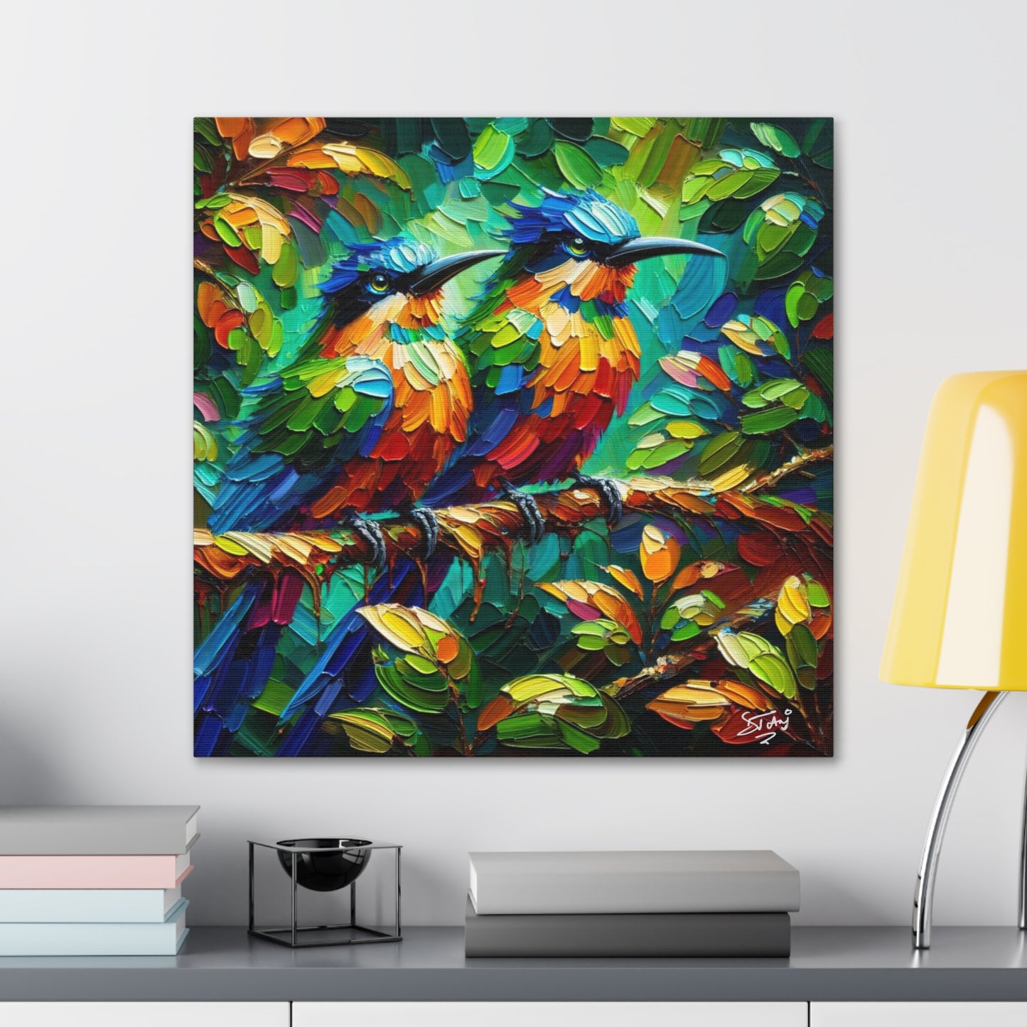 Art Print, Trinidad Motmot, Caribbean Birds, Abstract Oil Finish, Caribbean Nature, Cultural, Heritage, Canvas Gallery Wrap