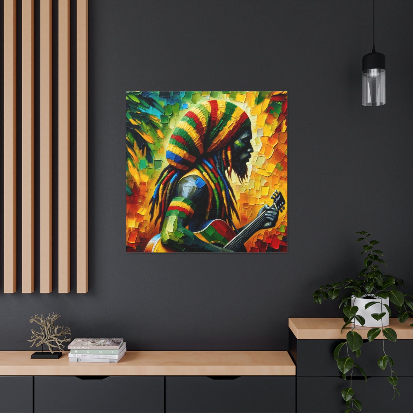 Art Print of Rastaman#5, Oil Finish, West Indian Ethnicity, Cultural, Heritage, Afro-Caribbean Man, Semi-Abstract, Canvas Gallery Wrap