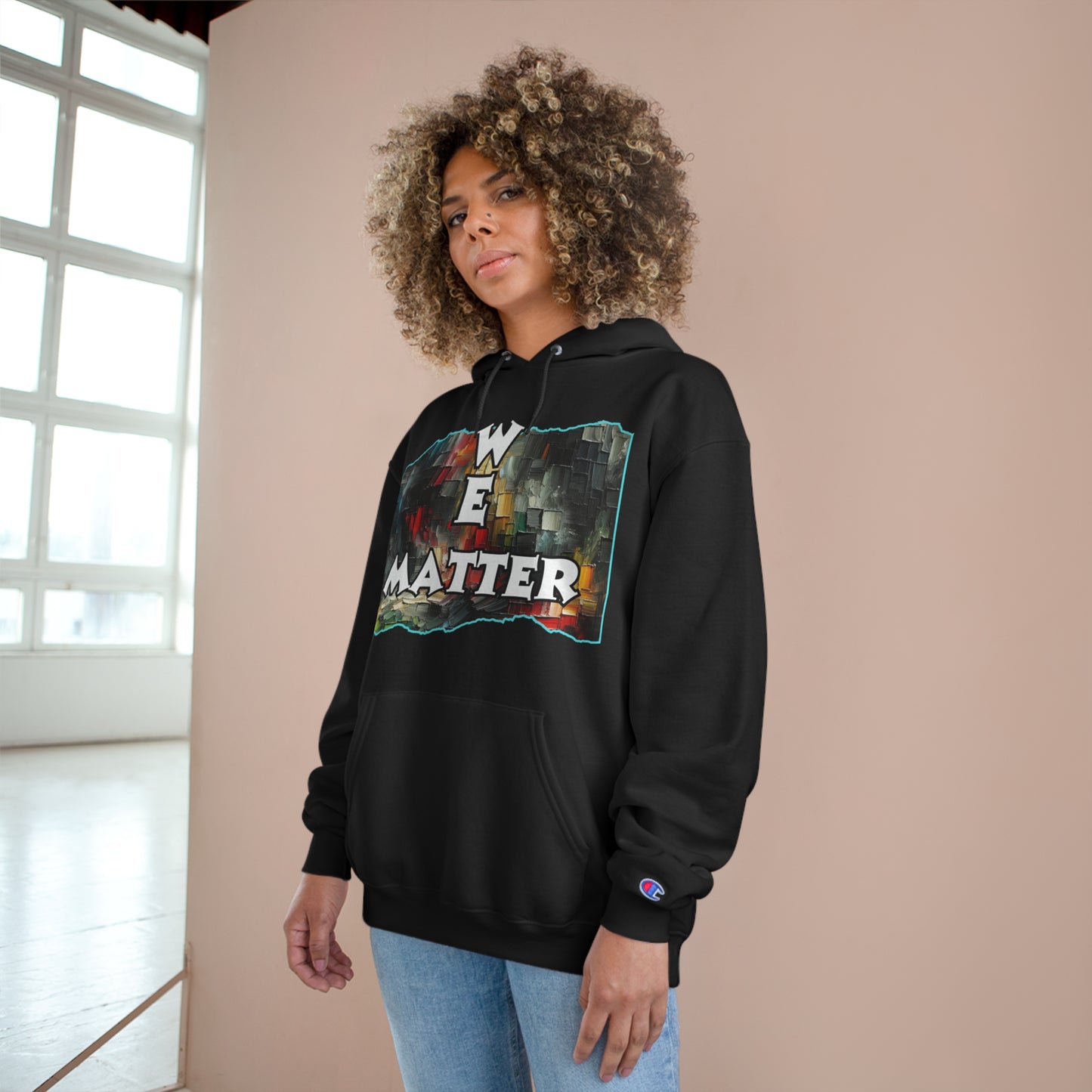 Champion Hoodie, "We Matter" Inclusion, Anti-Racism, Racial Justice, One Love, Unity, Diversity, Immigrant Outsiders, Caribbean Culture, FashionWithPurpose, ConsciousClothing, Cultural Identity, Black Inspiration Empowerment