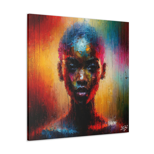 Art Print, Afro-Caribbean Woman in Sauna (2), Oil Finish, West Indian Ethnicity, Cultural, Heritage, Semi-Abstract, Canvas Gallery Wrap