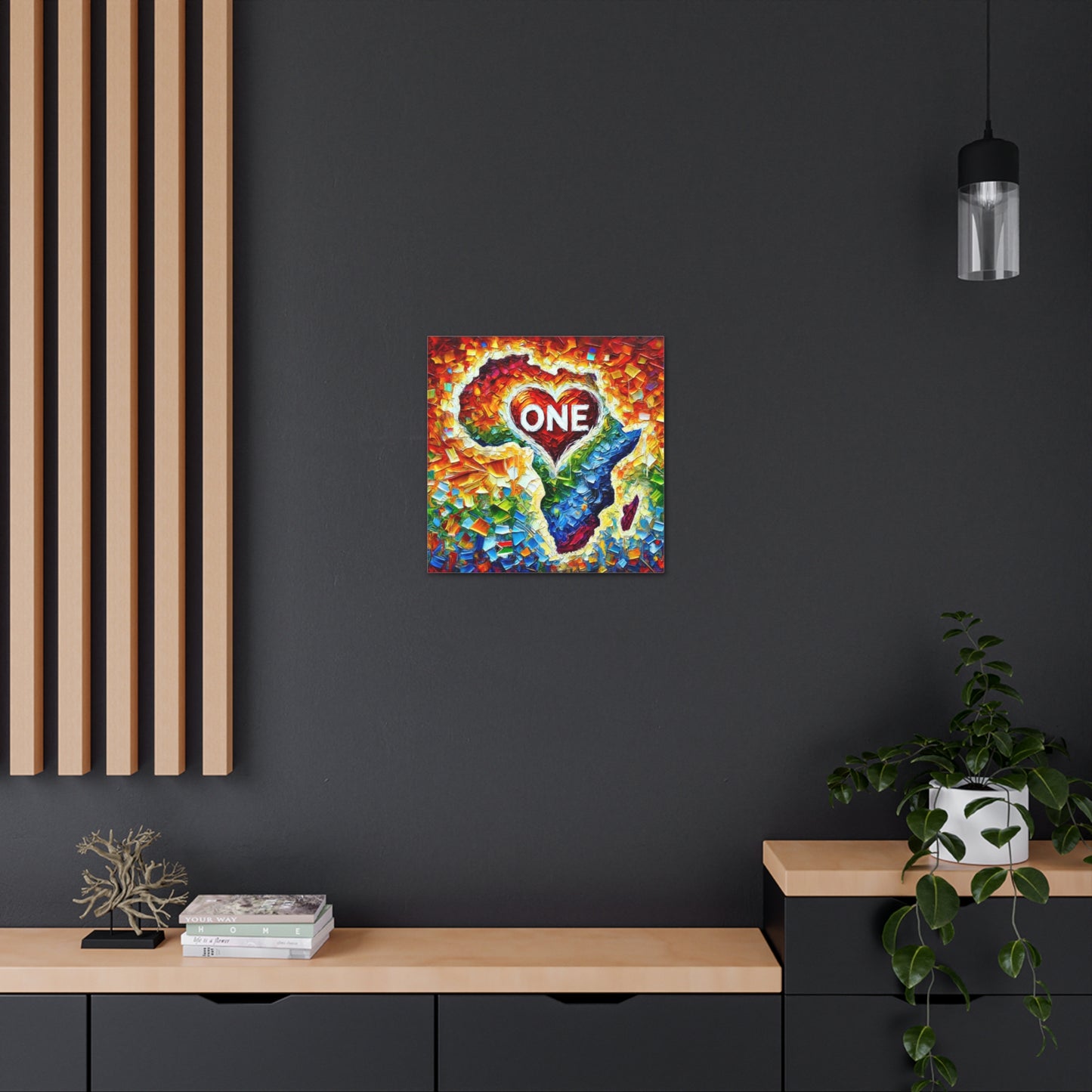 Art Print, "One Love" Oil Finish, Abstract, African Unity, Ethnicity, Cultural, Heritage, Semi-Abstract, Canvas Gallery Wrap