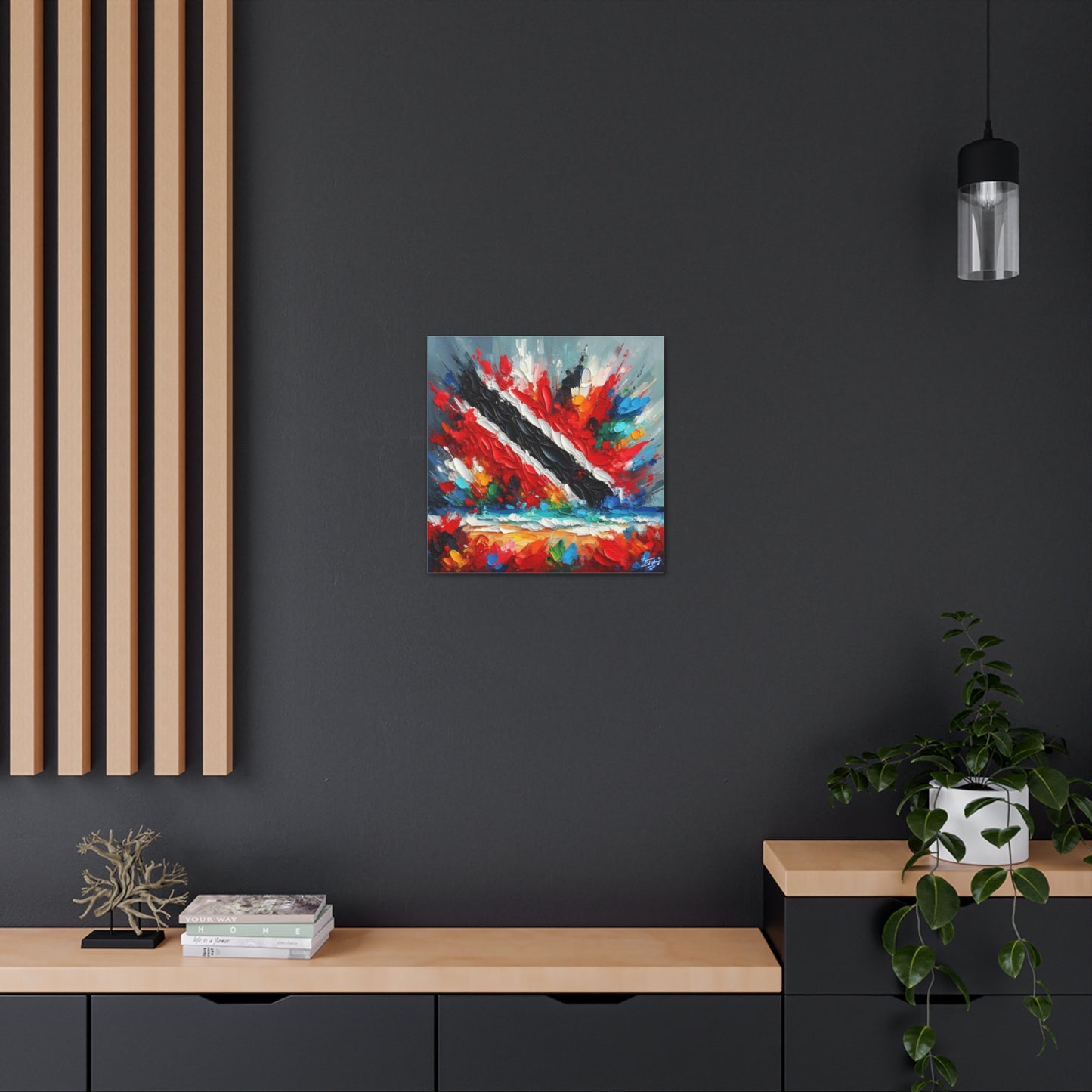 Art Print, Trinidad Abstract Scene, Oil Finish, Unity, One Love, Semi-Abstract, Canvas Gallery Wrap