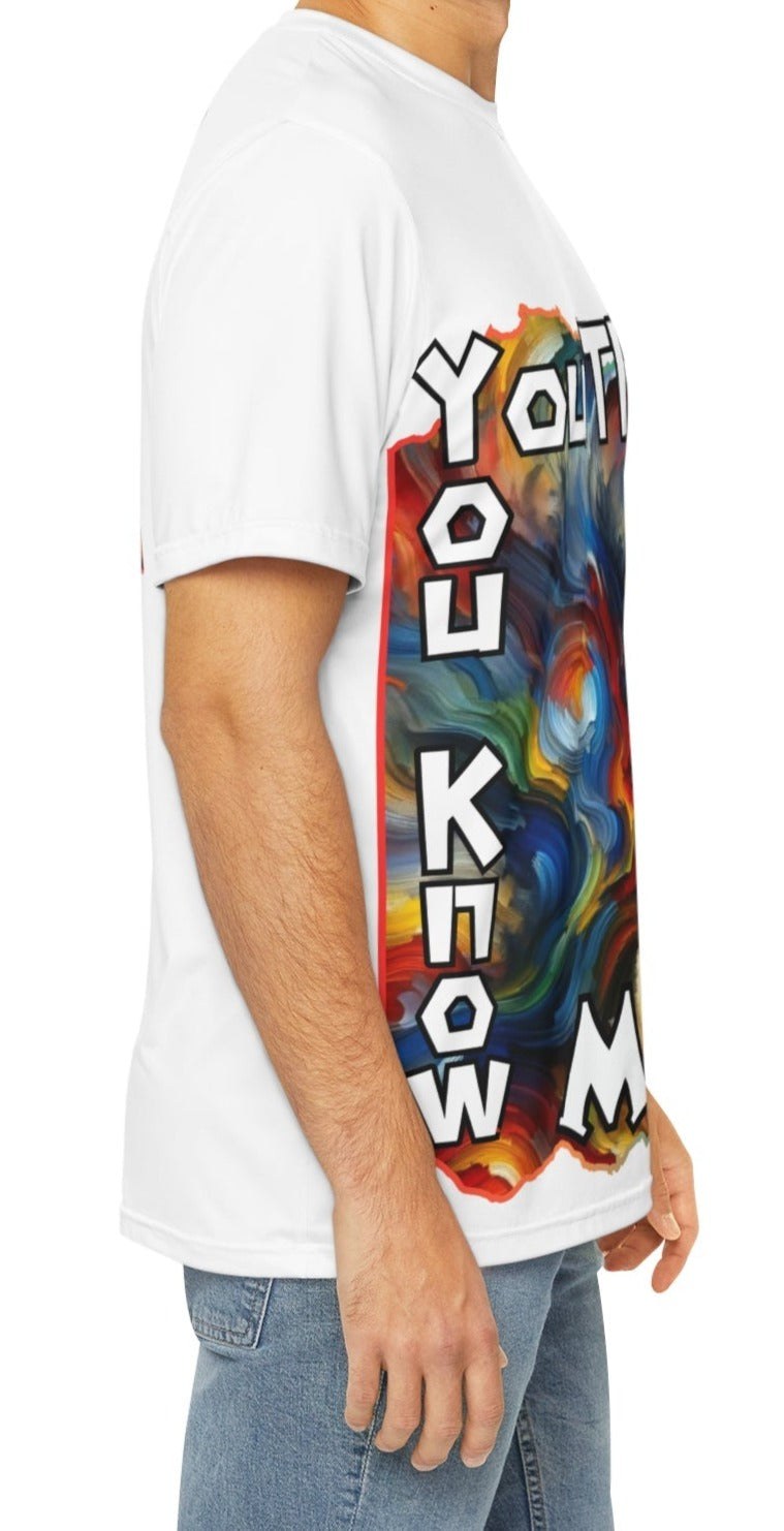 Men's Brushed Polyester Short Sleeve Tee (AOP), "You Think You Know Me?"