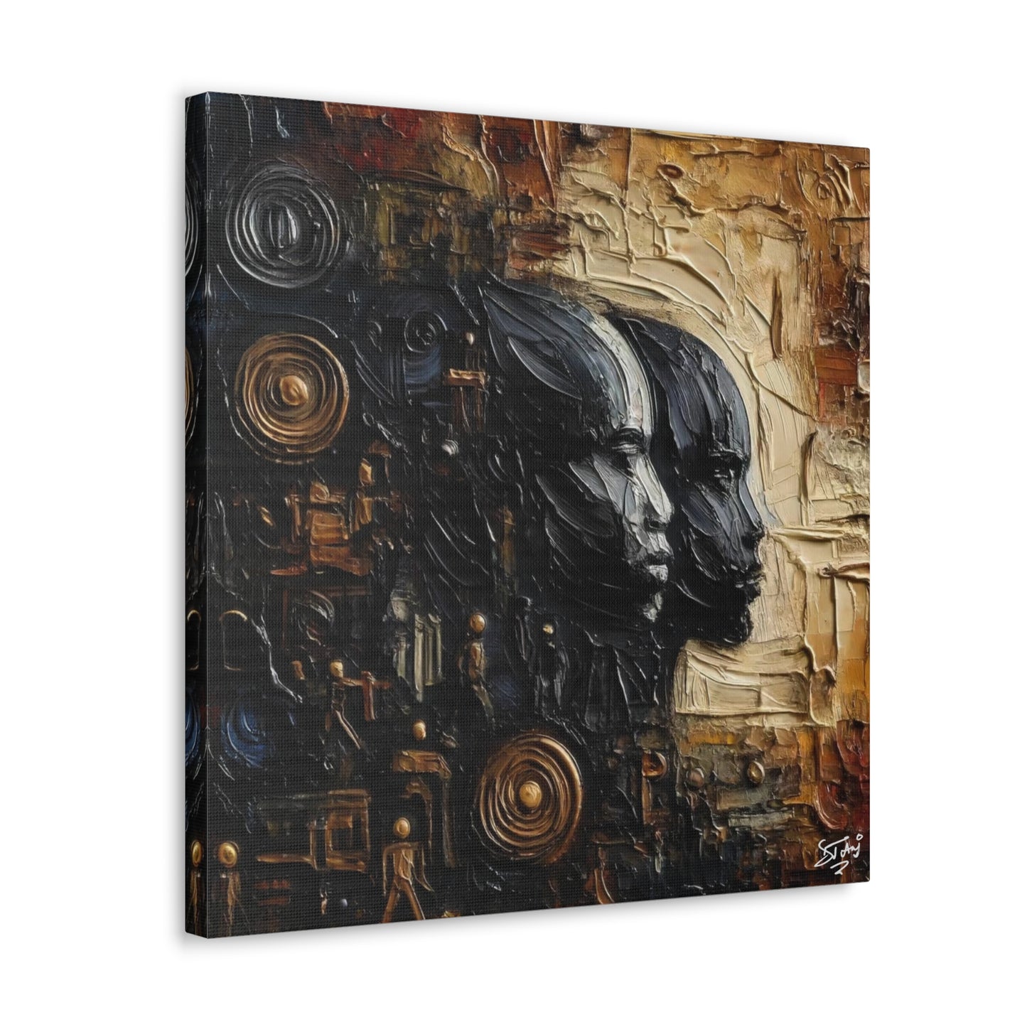 Art Print, African Men "In Abstraction," Black Roots, Oil Finish, Unity, One Love, Abstract, Canvas Gallery Wrap