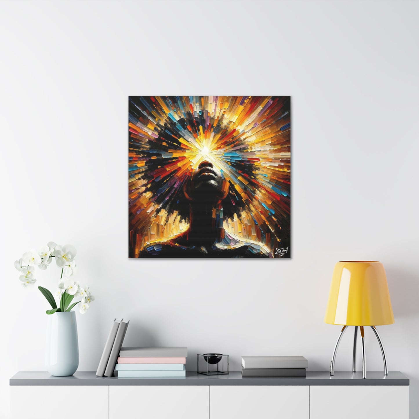 Art Print, Afro-Caribbean Woman, "Too Bright to See" Oil Finish, West Indian Ethnicity, Cultural, Heritage, Abstract, Canvas Gallery Wrap