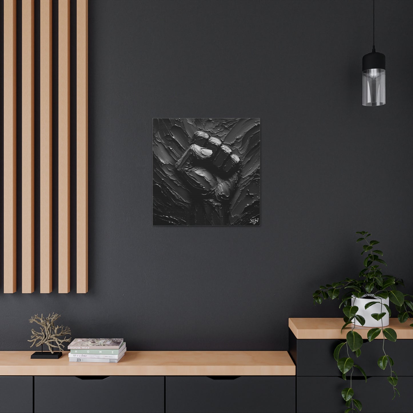 Art Print, Black Hand, Black Power, Oil Finish, Unity, One Love, Semi-Abstract, Canvas Gallery Wrap