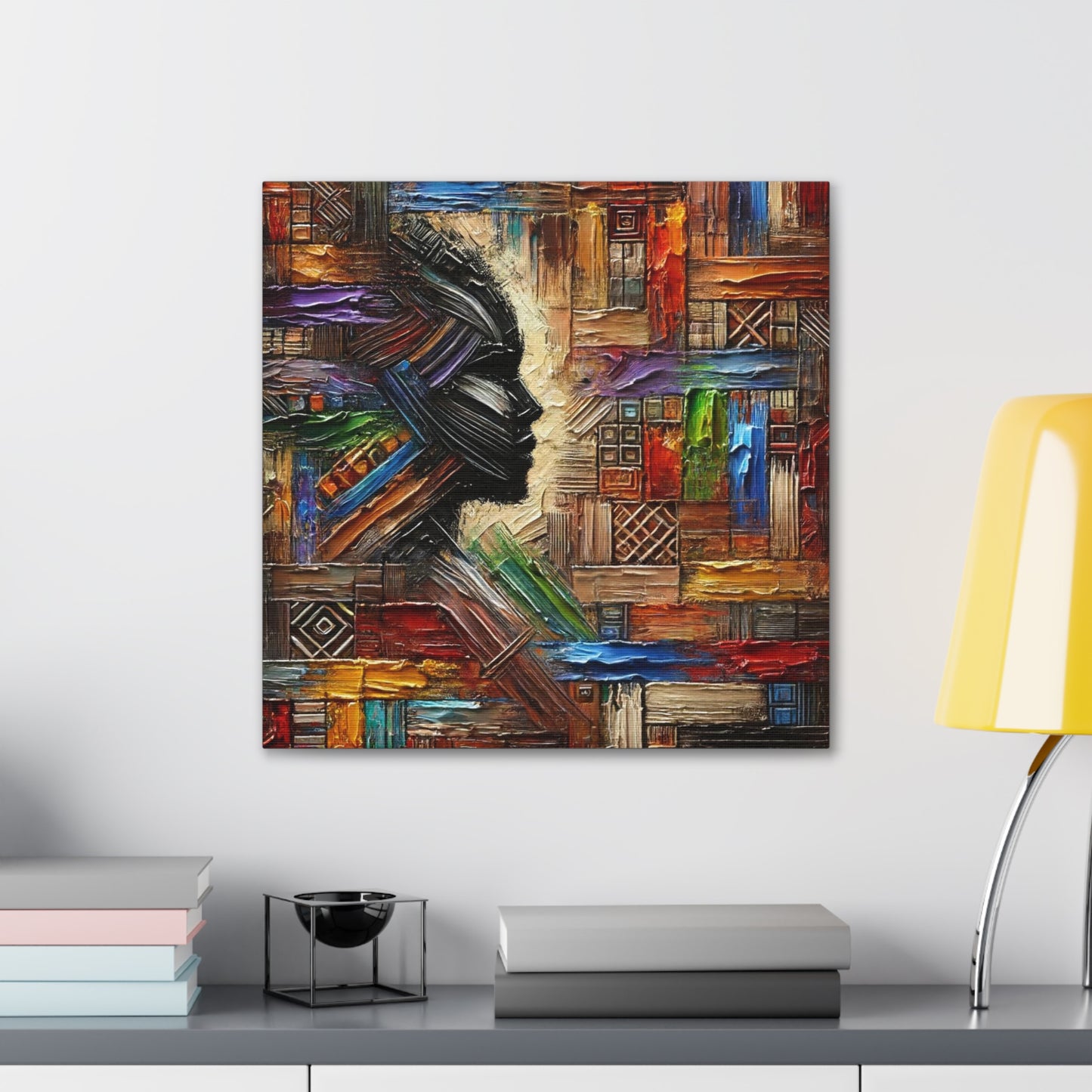 Art Print, African Print, Black Power, African Mask, Abstract Oil Finish, Unity, One Love, Canvas Gallery Wrap