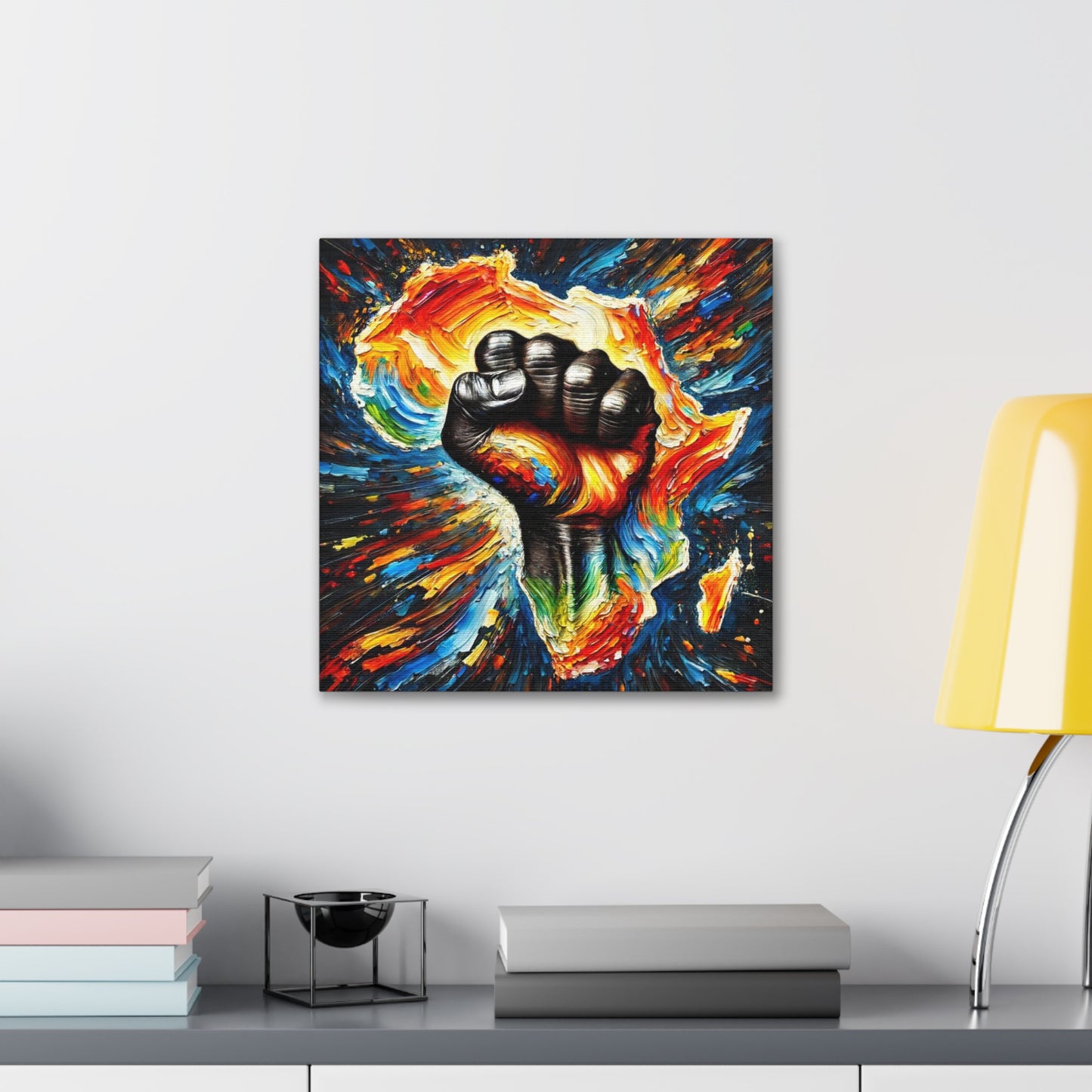 Art Print, "African Unity" Oil Finish, Abstract, One Love, West Indian Ethnicity, Cultural, Heritage, Semi-Abstract, Canvas Gallery Wrap