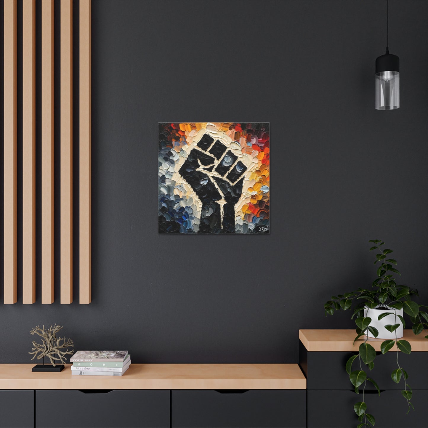 Art Print, Black Hand, Black Power, Oil Finish, Unity, One Love, Semi-Abstract, Canvas Gallery Wrap