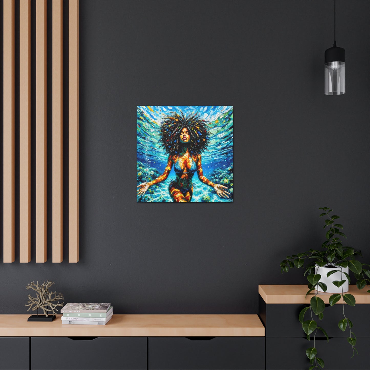 Art Print, Afro-Caribbean Woman, "Submerged" Abstract Oil Finish, West Indian Ethnicity, Cultural, Heritage, Abstract, Canvas Gallery Wrap