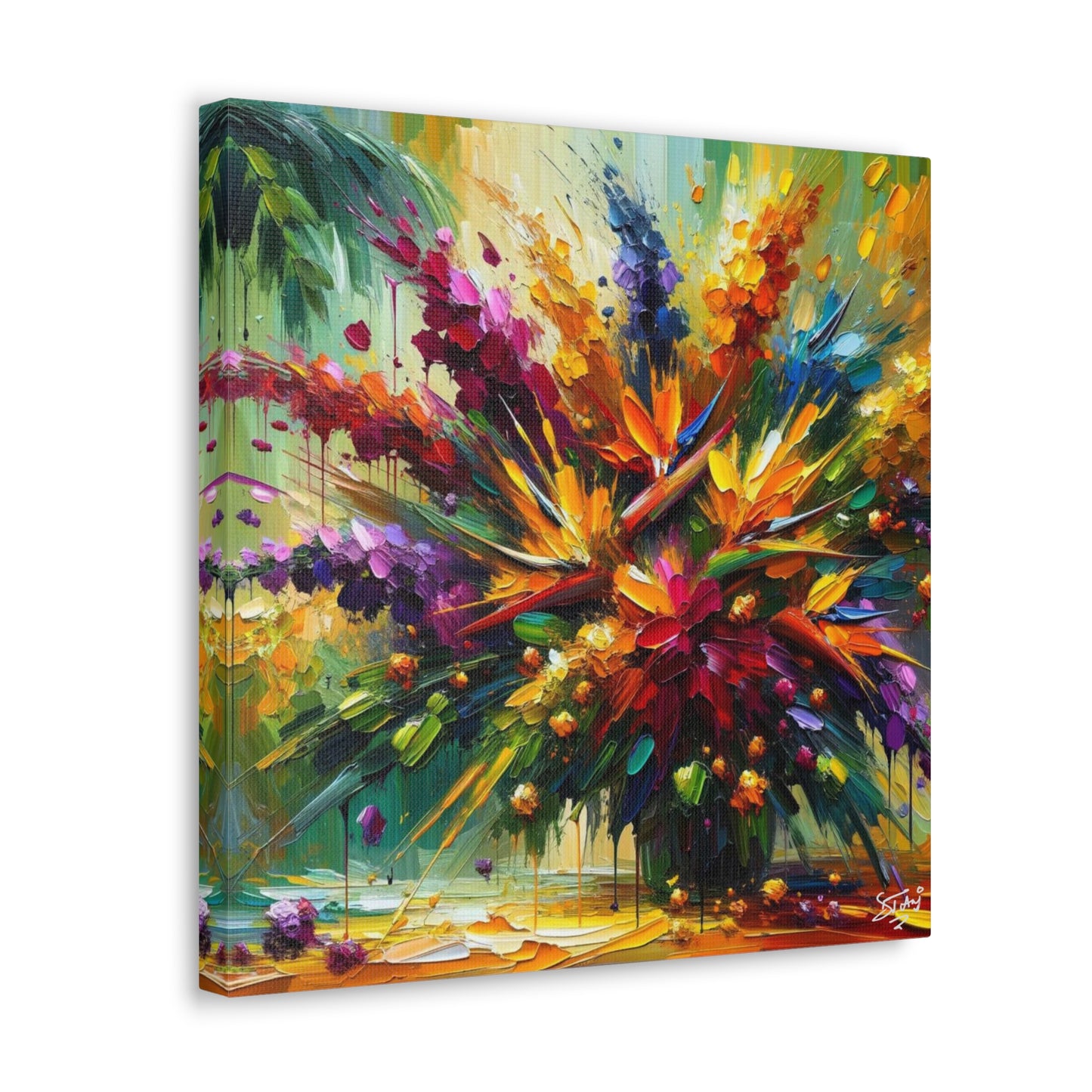 Art Print of Caribbean Bouquet, Oil Finish, West Indian Art, Canvas Gallery Wraps