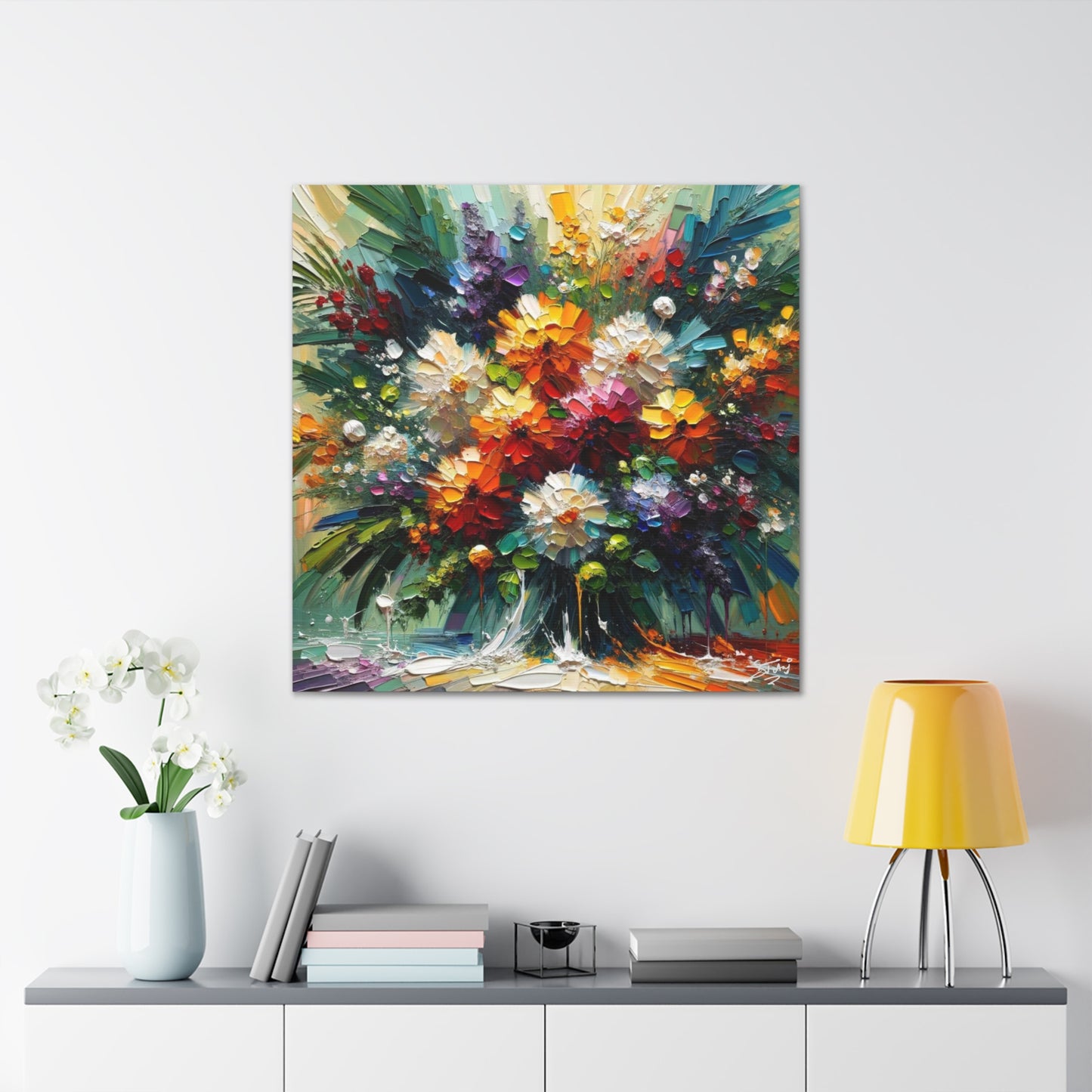 Art Print, Caribbean Flowers, Oil Finish, Caribbean Nature, Cultural, Heritage, Semi-Abstract, Canvas Gallery Wrap