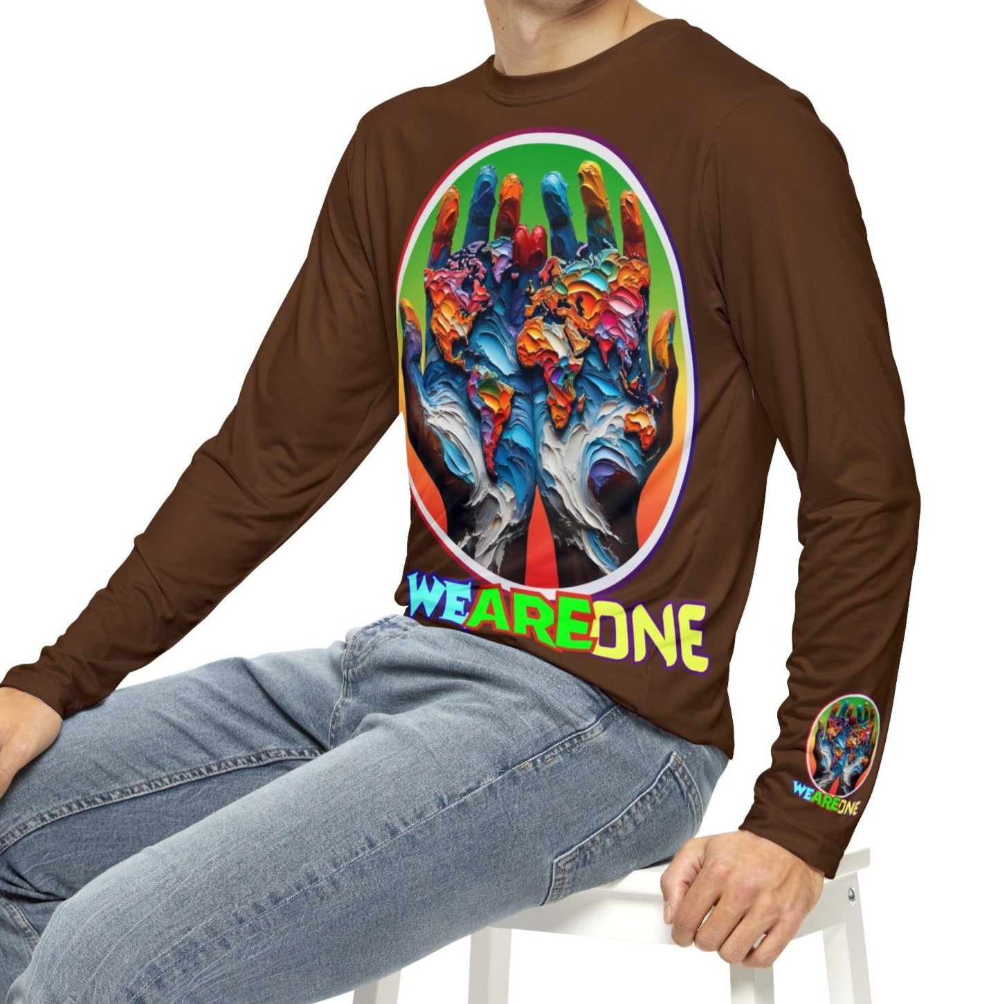 Men's Brushed Polyester Long Sleeve Shirt (AOP) "We Are One"