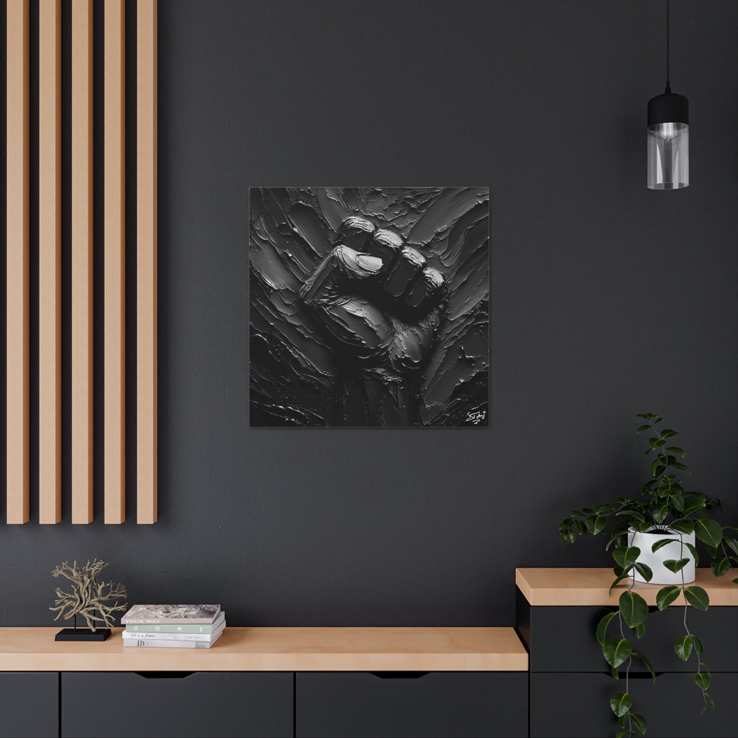 Art Print, Black Hand, Black Power, Oil Finish, Unity, One Love, Semi-Abstract, Canvas Gallery Wrap