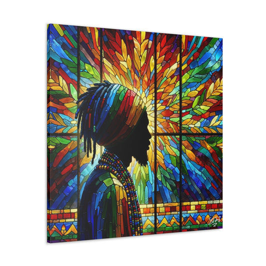 Art Print, Dreadlocks-Caribbean Man, Silhouette, Oil Finish, West Indian Ethnicity, Cultural, Heritage, Semi-Abstract, Canvas Gallery Wrap