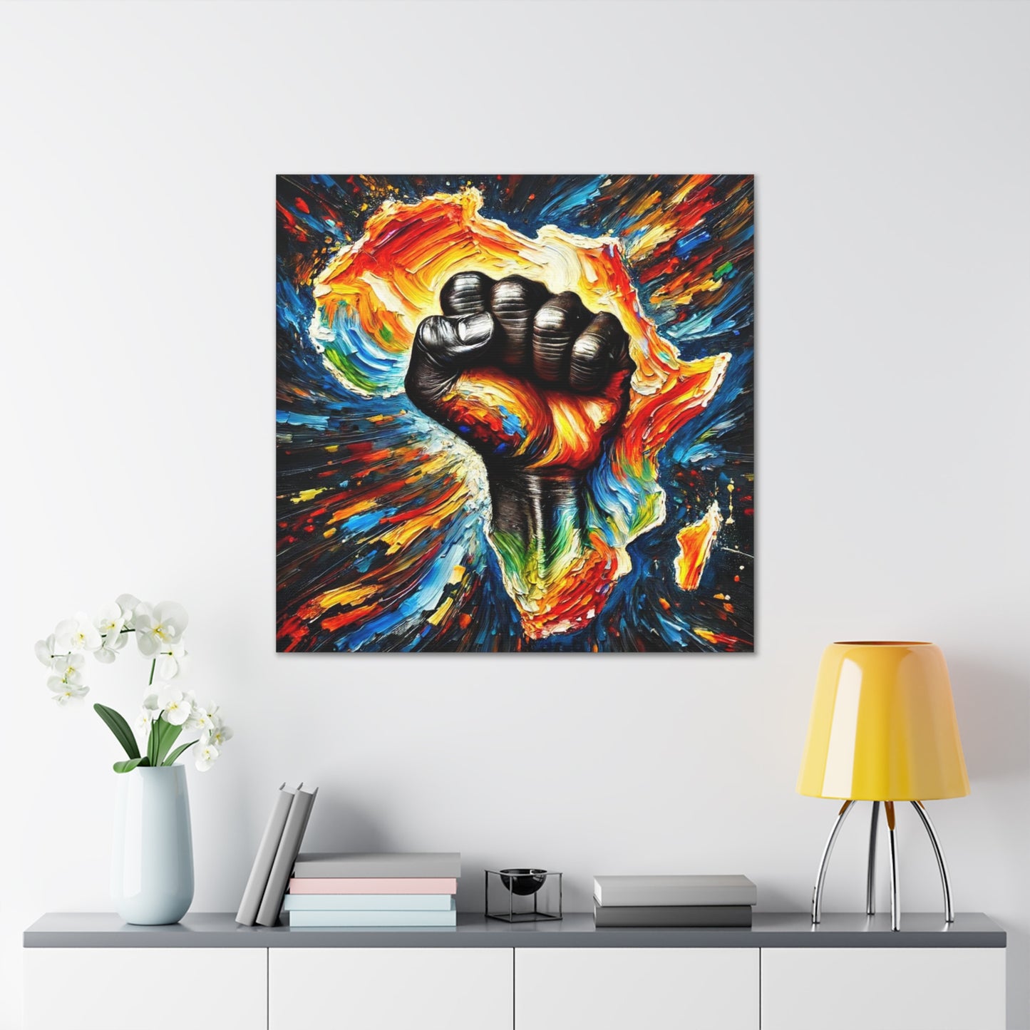 Art Print, "African Unity" Oil Finish, Abstract, One Love, West Indian Ethnicity, Cultural, Heritage, Semi-Abstract, Canvas Gallery Wrap