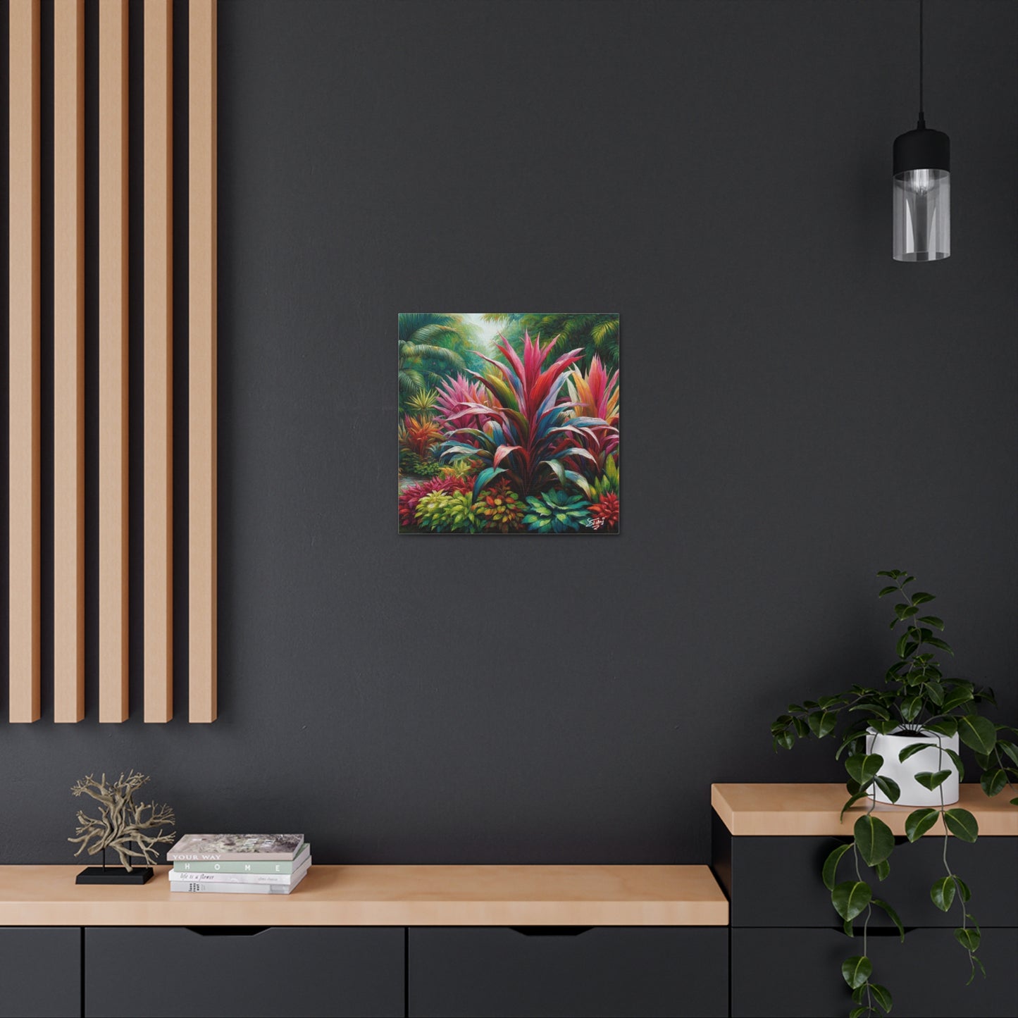 Art Print of Cordyline (Ti Plant), Oil Finish, West Indian Art, Canvas Gallery Wraps