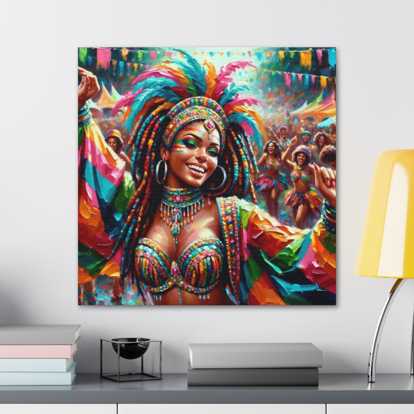 Art Print of Trini Masquerader, Carnival, Oil Finish, West Indian Ethnicity, Cultural, Heritage, Art, Black Woman, Canvas Gallery Wraps