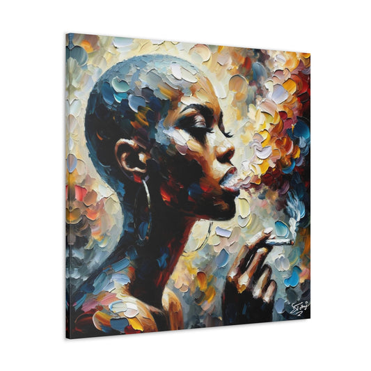 Art Print, Afro-Caribbean Woman, "Confident" Oil Finish, West Indian Ethnicity, Cultural, Heritage, Abstract, Canvas Gallery Wrap