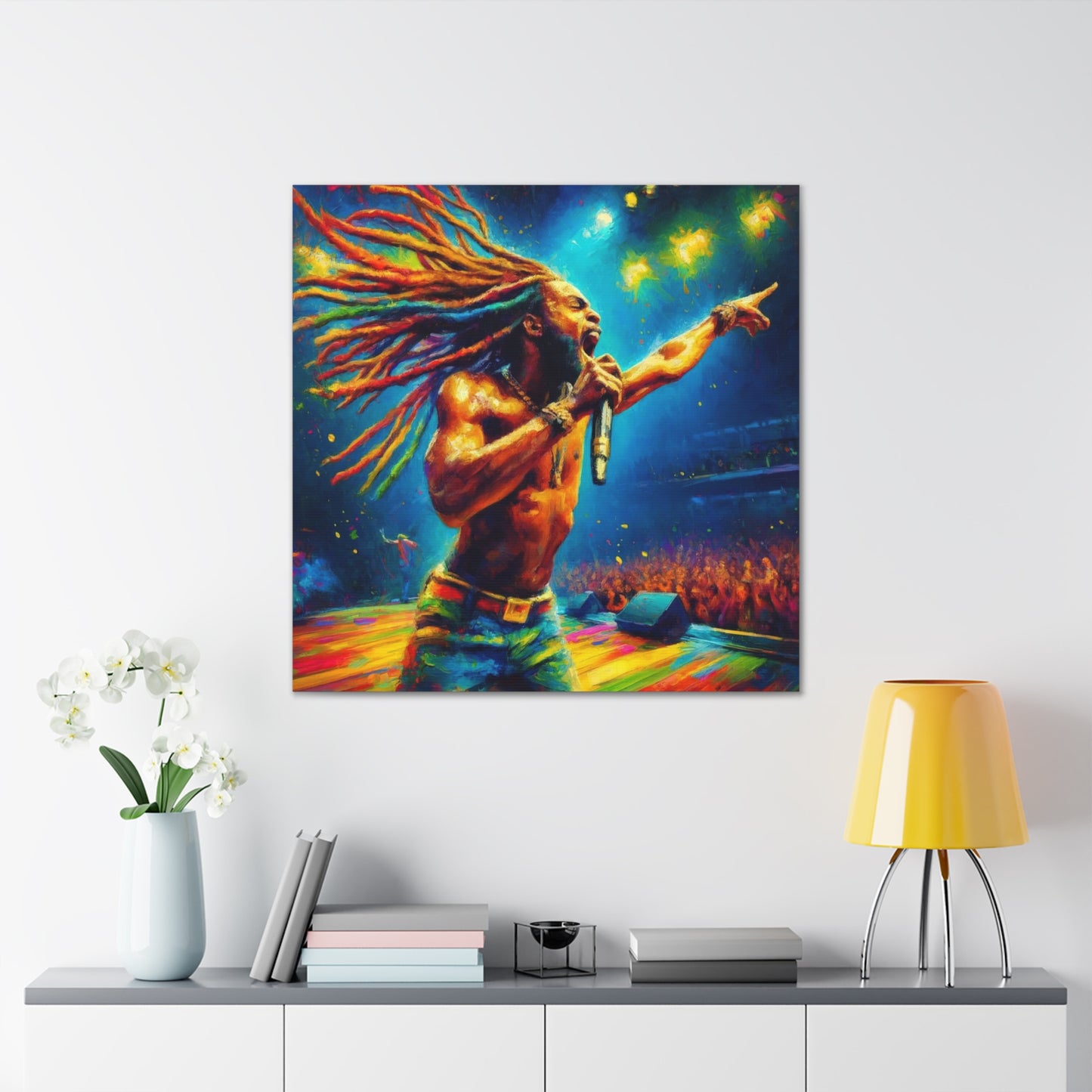 Art Print, Soca Artist, Oil Finish, West Indian Ethnicity, Cultural, Heritage, Semi-Abstract, Canvas Gallery Wrap