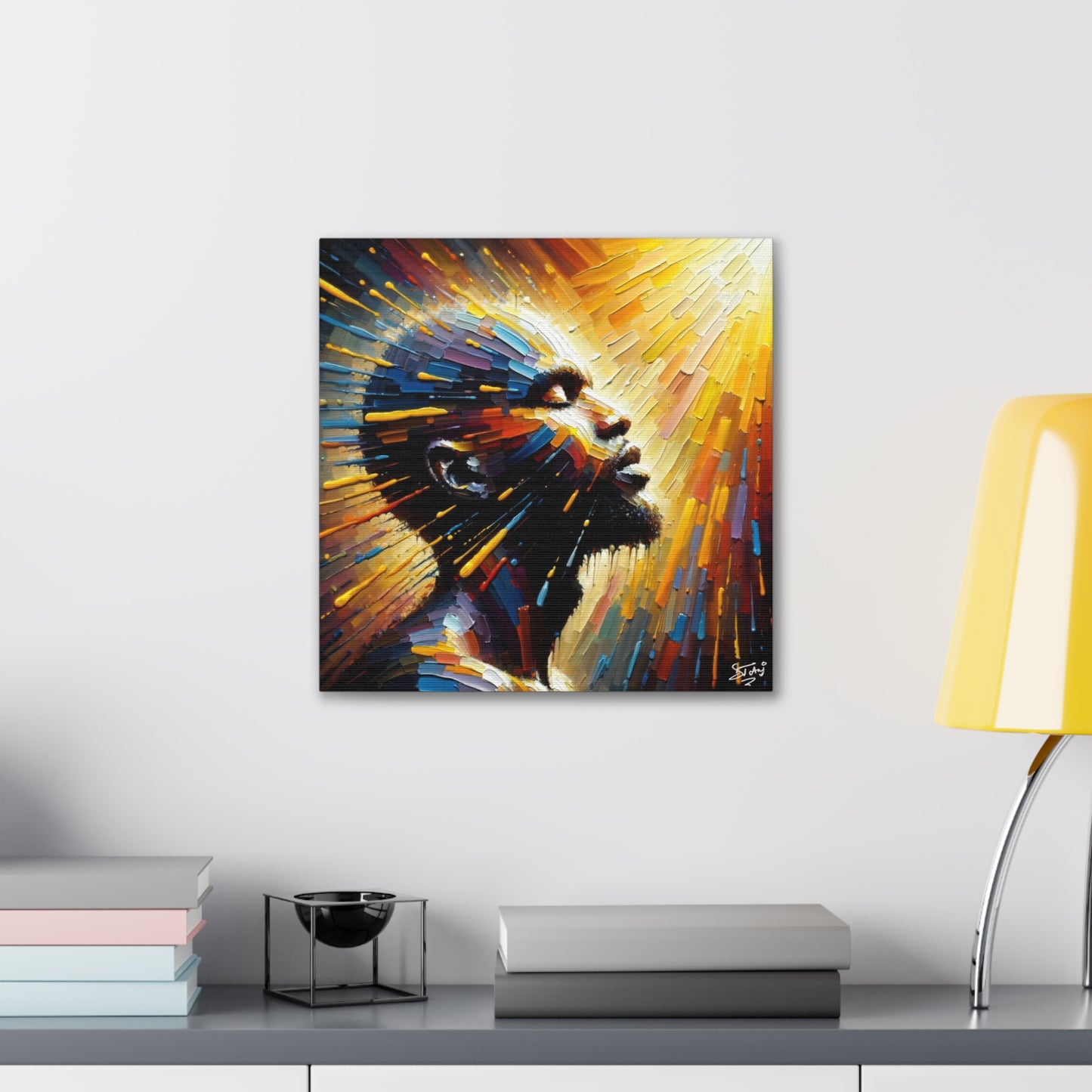 Art Print, Afro-Caribbean Man, "Bright Light" Oil Finish, West Indian Ethnicity, Cultural, Heritage, Abstract, Canvas Gallery Wrap