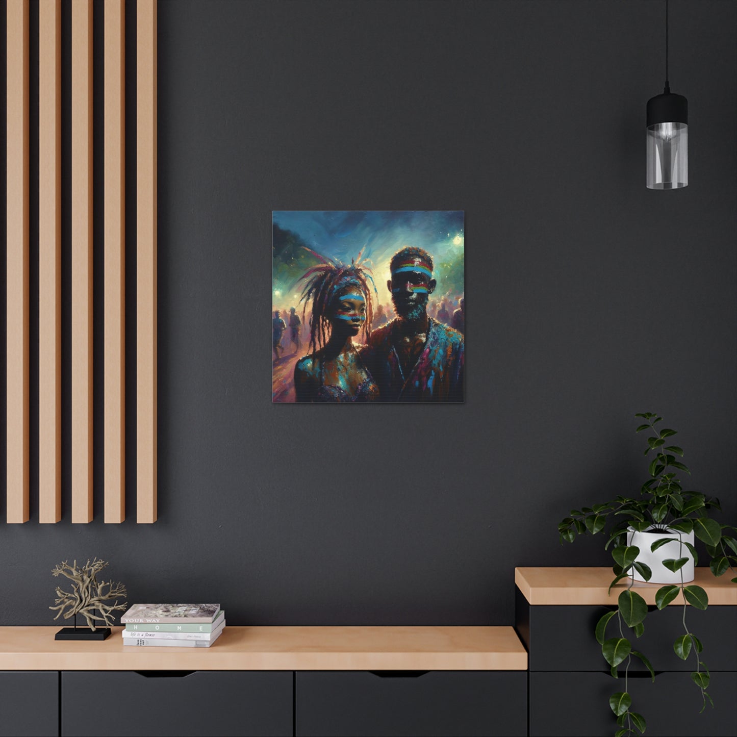 Art Print of Jouvert Morning, Afro-Caribbean Couple#2, Oil Finish, West Indian Ethnicity, Cultural, Heritage, Canvas Gallery Wraps