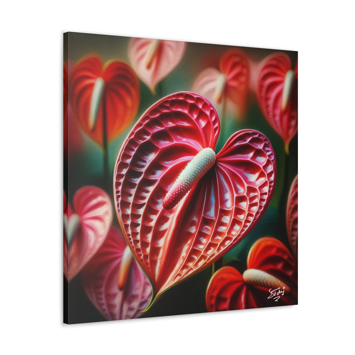 Print #2 of Anthurium flowers with a vibrant, oil-painted finish, Canvas Gallery Wraps