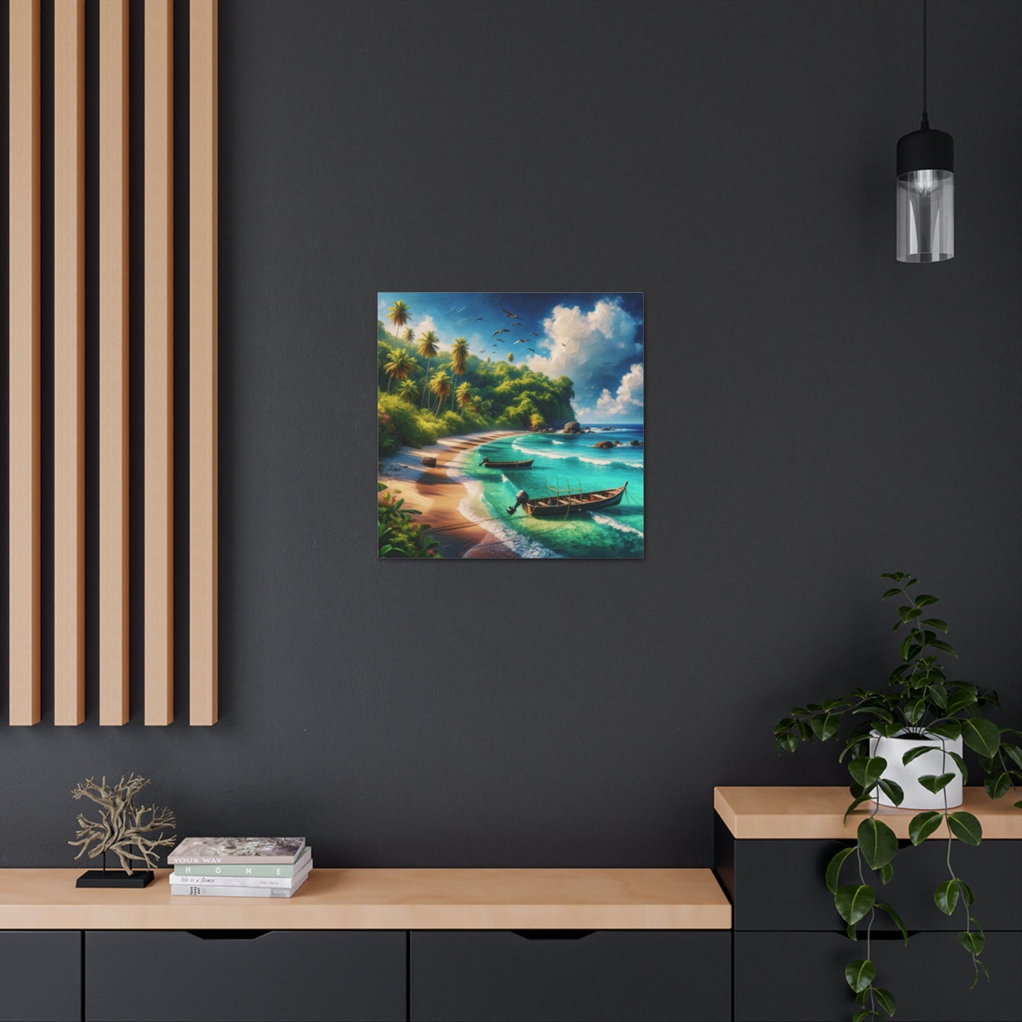 Art Print#3 of Caribbean Beach Scene, Swallows Beach, Tobago, West Indian Art, Canvas Gallery Wraps