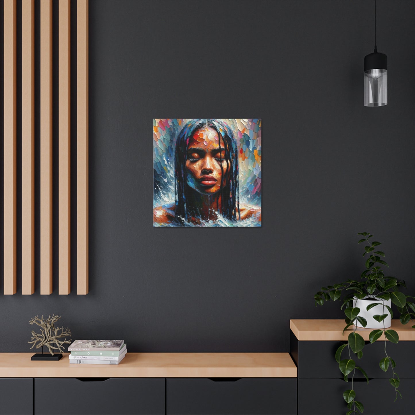 Art Print#7 of Trini Woman - Chilling in the Caribbean Sea, Oil Finish, West Indian Ethnicity, Cultural, Heritage Art, Canvas Gallery Wraps