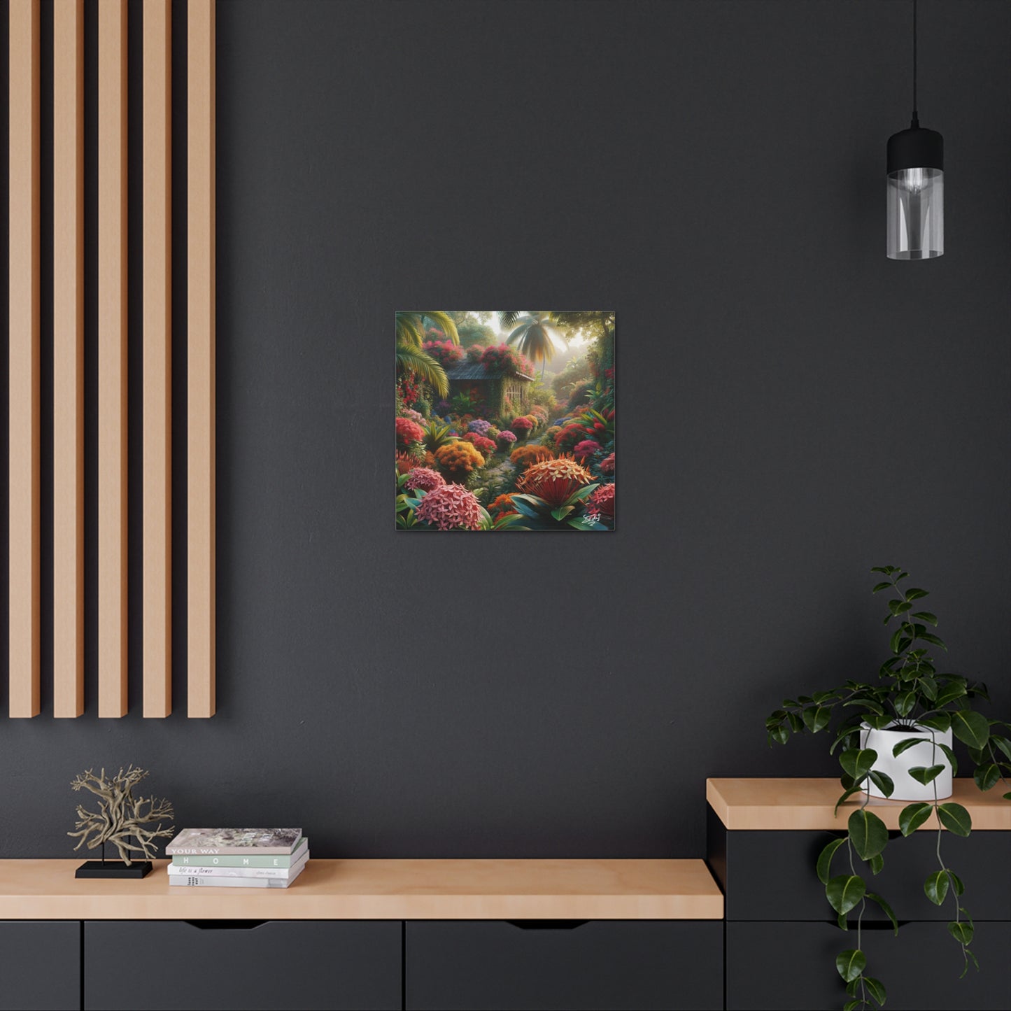 Oil Print of Ixora Garden in The Caribbean, Vibrant and Vivid Colors of Ixora flowers, Trinidad and Tobago, Canvas Gallery Wraps