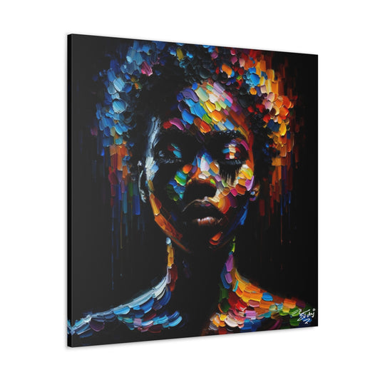 Art Print, Afro-Caribbean Woman "In Silhouette," Oil Finish, West Indian Ethnicity, Cultural, Heritage, Semi-Abstract, Canvas Gallery Wrap