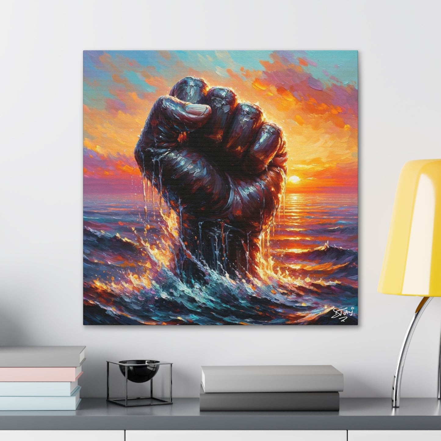 Art Print, Afro-Caribbean Man, Oil Finish, Unity, One Love, Semi-Abstract, Canvas Gallery Wrap